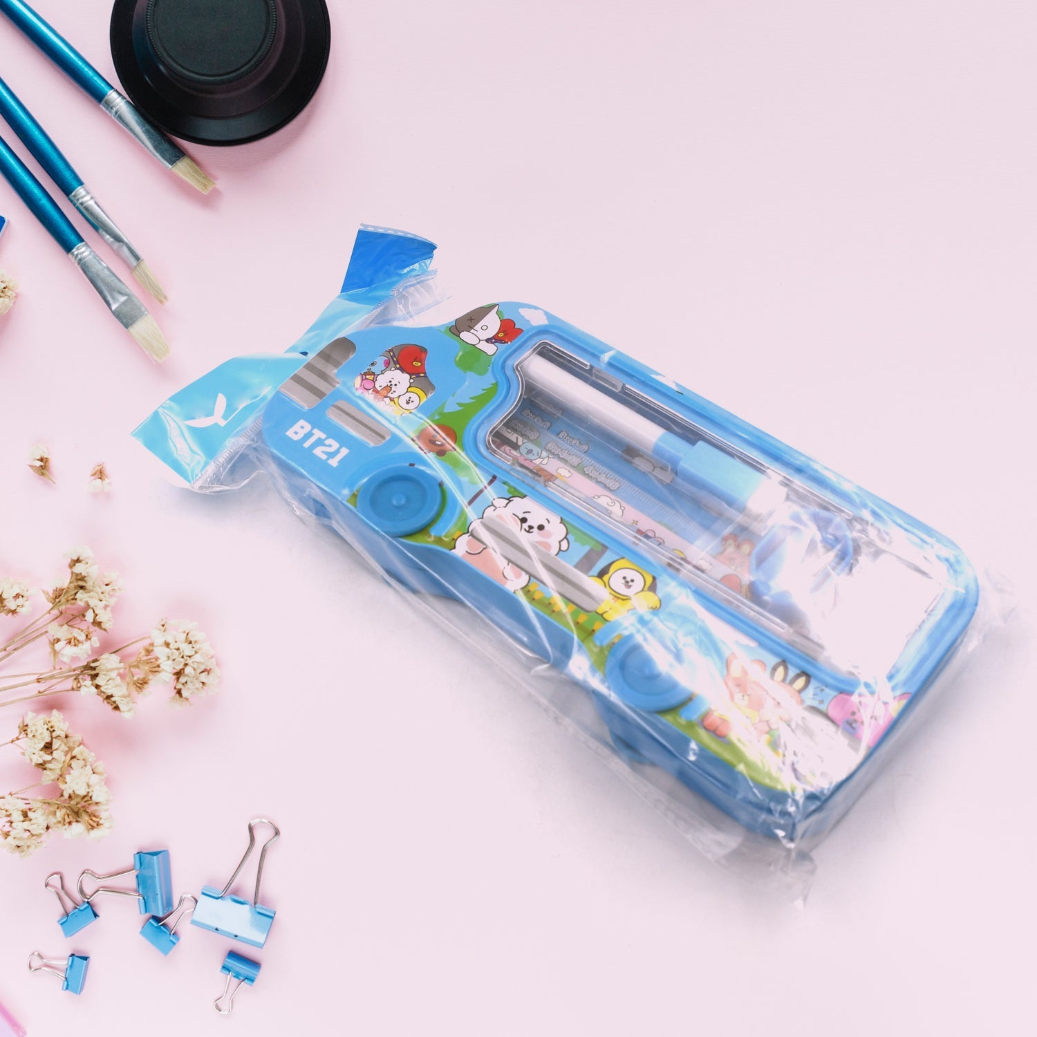 4562  Bus Shape Compass Box for Boys, Kids School Accessories |  Pencil Box  with Wheels for Girls and Kids, String Operated Case Students School Supplies - Stationery Set Organizer Birthday Return Gift for Kids Eshaan Traders