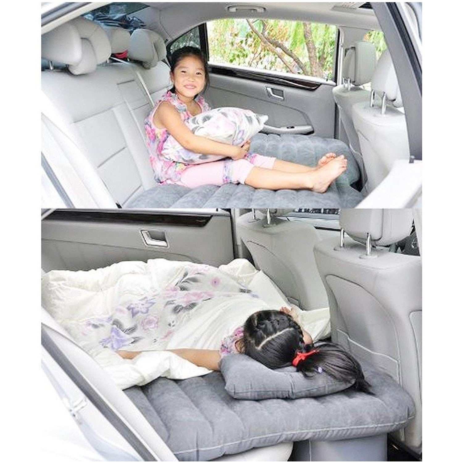 8043 Car Inflatable Bed with 2 Pillows &  Air Pump (Portable) For Travel, Camping, Vacation | Polyester Inflatable Travel Car Bed Air Sofa with Two Inflatable Pillow and Air Pump for Car Back Seat, Air Pump Random Colour Eshaan Traders