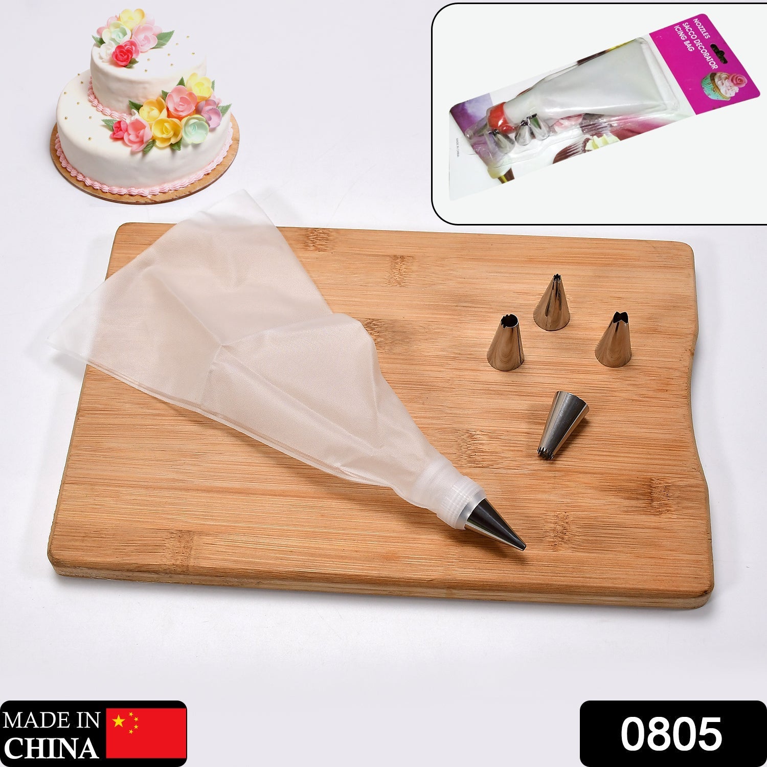 0805 Cake Decorating Nozzle with Piping Bag Stainless Steel Piping Cream Frosting Nozzles Eshaan Traders