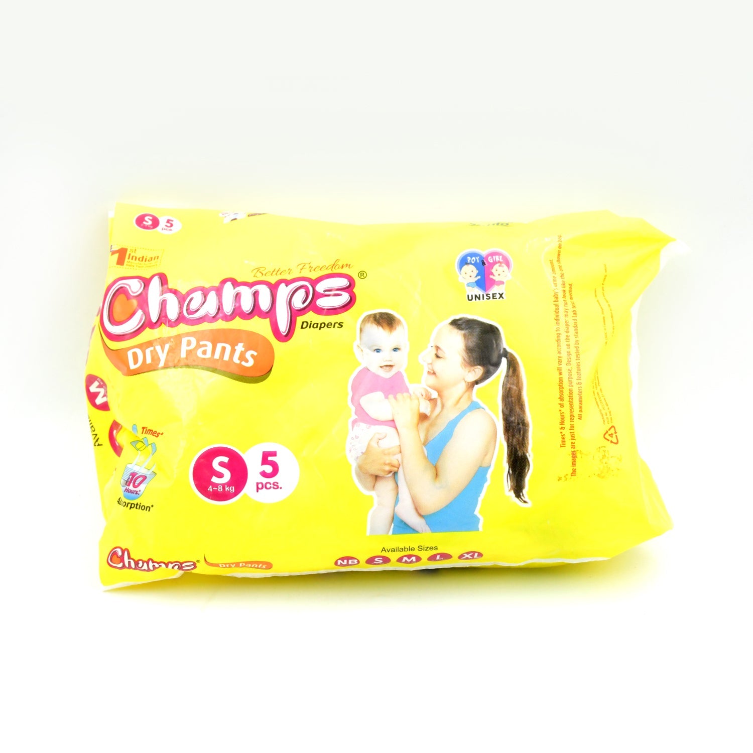 0968 Small  Champs Dry Pants Style Diaper- Small Best for Travel  Absorption, Champs Baby Diapers, Champs Soft and Dry Baby Diaper Pants (S5 Pcs ) Eshaan Traders