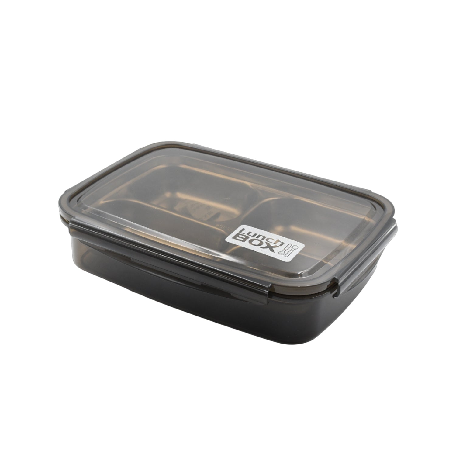 2979A Black Transparent 4 Compartment Lunch Box for Kids and adults, Stainless Steel Lunch Box with 4 Compartments For Office, Travel, School, Home Eshaan Traders