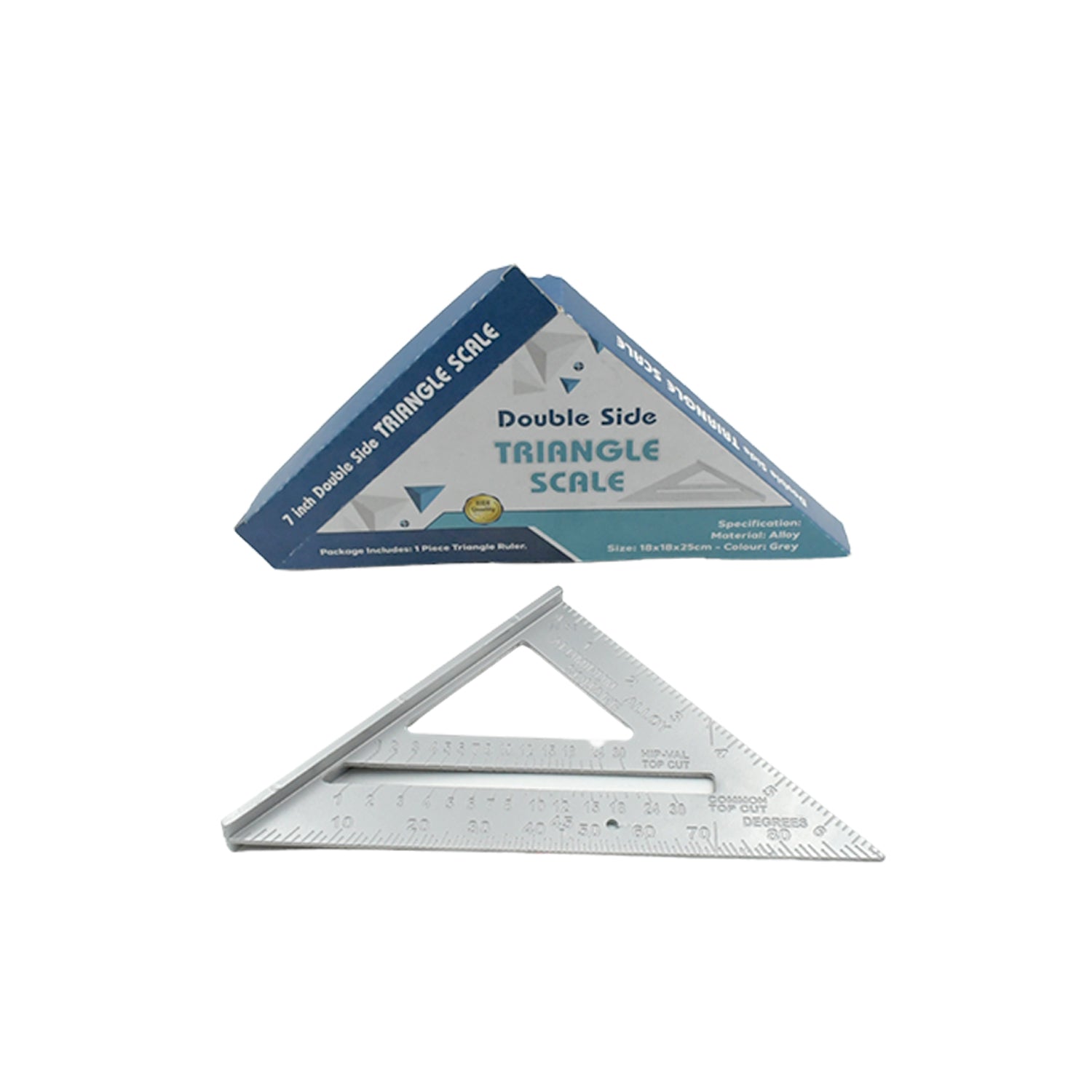 1559 Double Side Scale Triangle Measurement Hand Tool, 45 Degree Triangle Ruler, Home for Industry, Aluminum Alloy Rafter Square 7-Inch Length Eshaan Traders