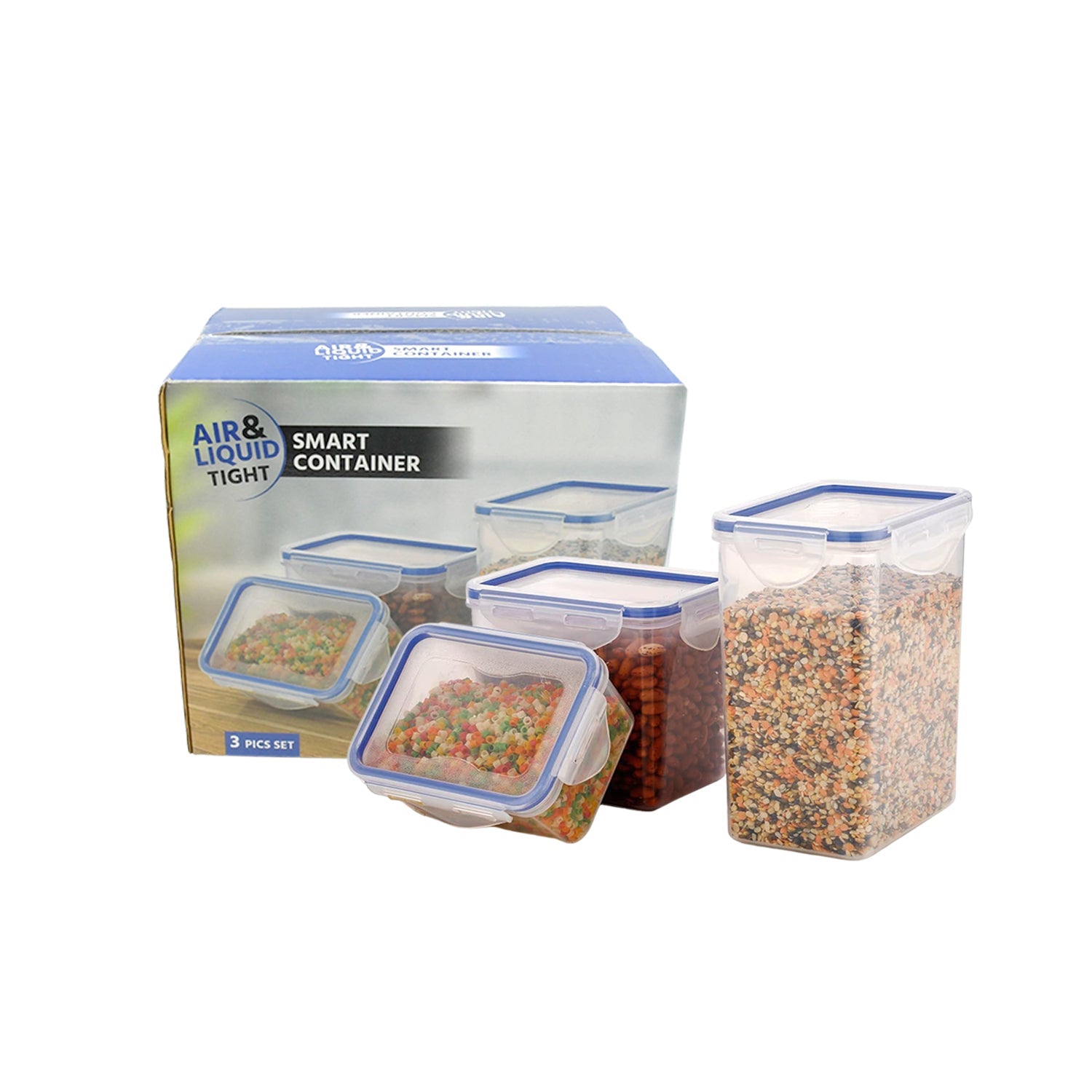 5800 Classics Rectangular Plastic Airtight Food Storage Containers with Leak Proof Locking Lid Storage container set of 3 Pc( Approx Capacity 500ml,1000ml,1500ml, Transparent) Eshaan Traders