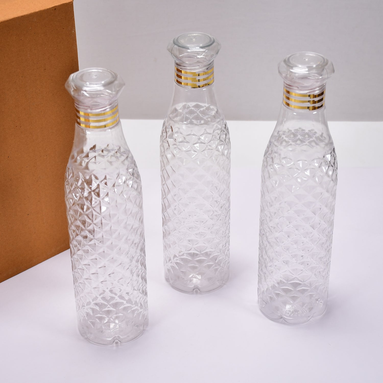 7116 Water Bottle With Diamond Cut Used By Kids, Children's  ( 3 pcs ) DeoDap