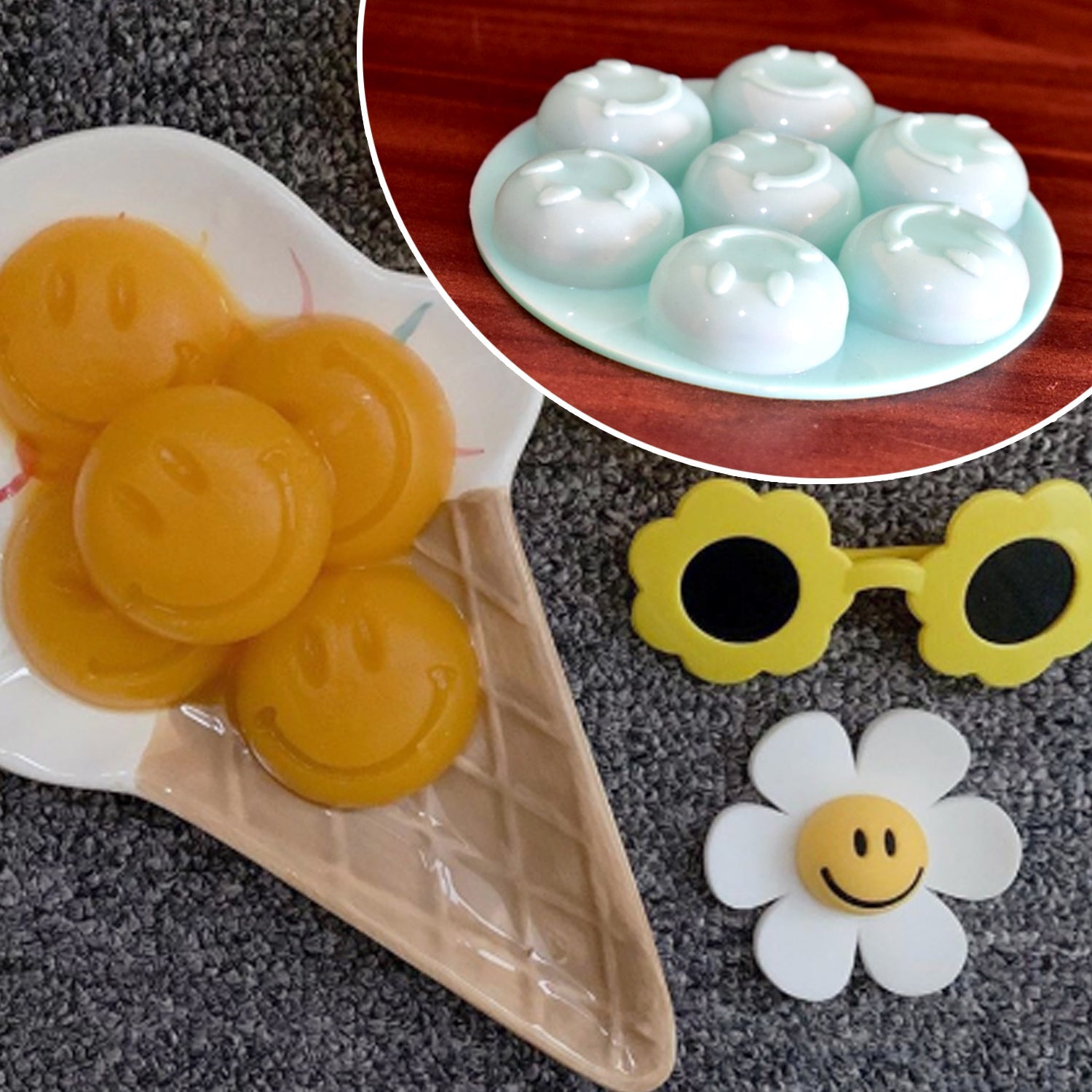 4881 7cavity smiley shape chocolate mold tray cake baking mold Flexible silicone chocolate making tool DeoDap