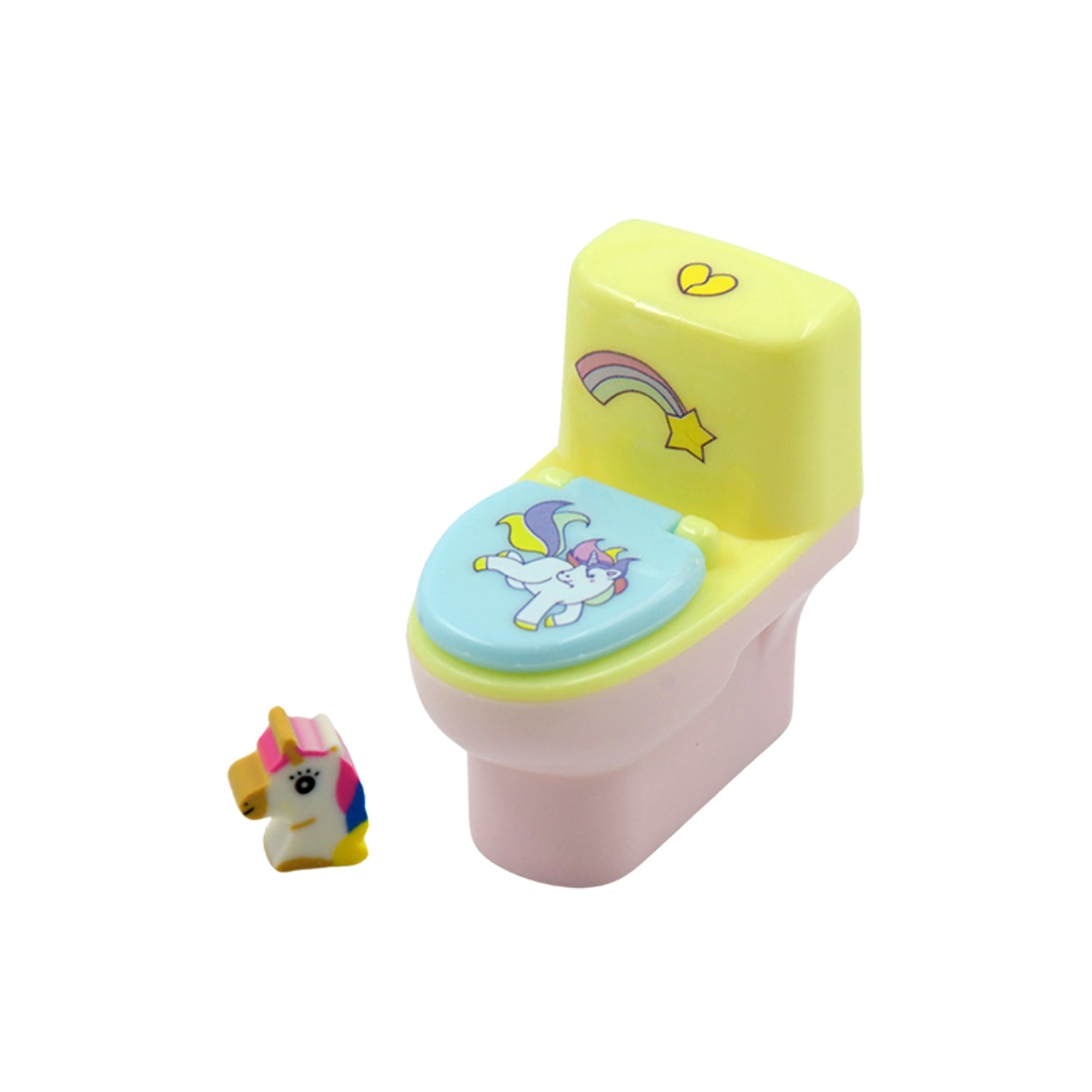 4556 Toilet Pencil Sharpener Plastic Pencil Sharpener Novelty Pencil Sharpener, Cute Cartoon, Stationery Gift, Small Toilet Shaped Sharpener with Eraser Wheel for School Kids (2 Pc Set) Eshaan Traders