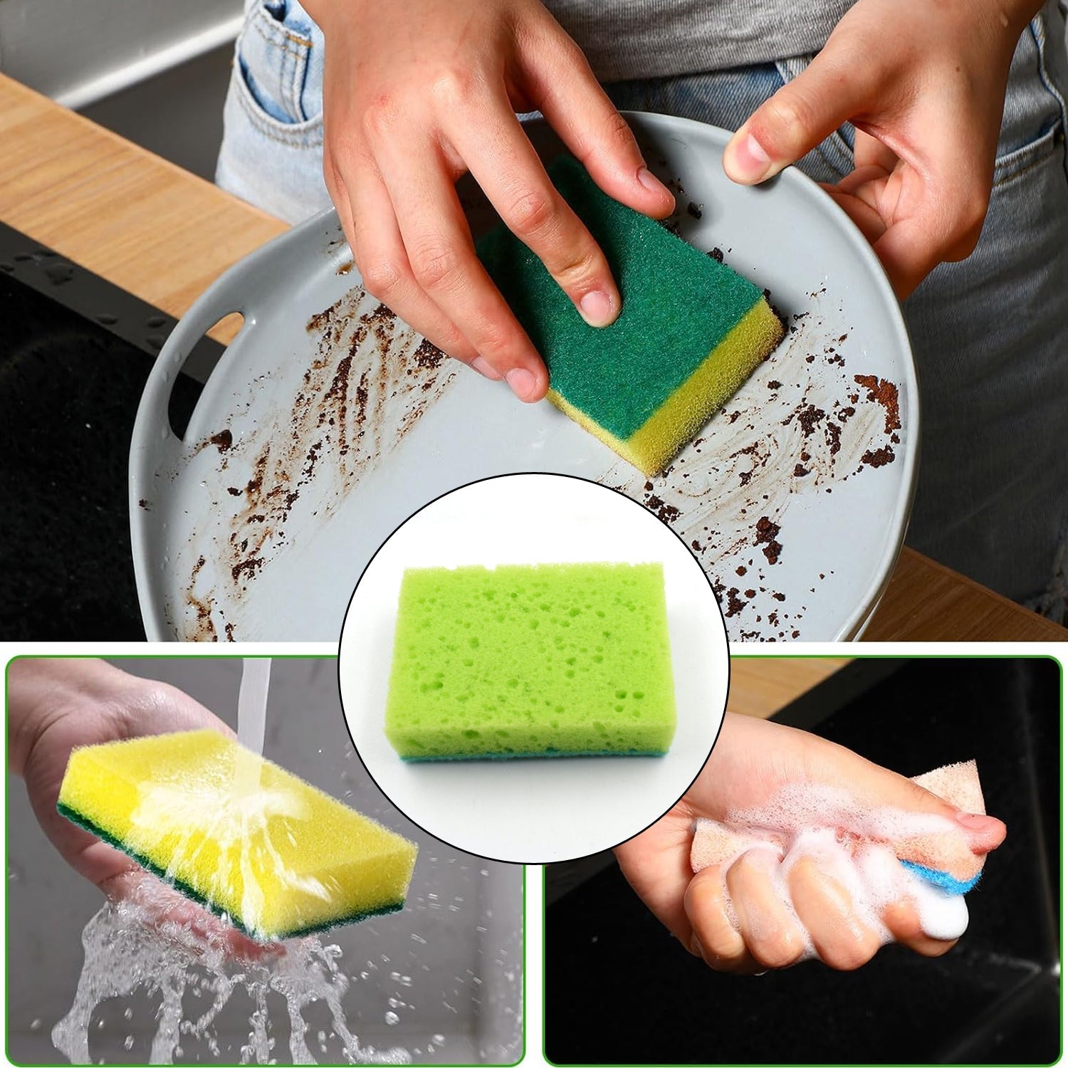 Multi-Purpose Small, Medium & Big 2 In 1 Color Scratch Scrub Sponges, Sponge, Wear Resistance, Dish Washing Tool, High Friction Resistance Furniture for Refrigerator Sofa for Kitchen, Household (1 Pc) Eshaan Traders