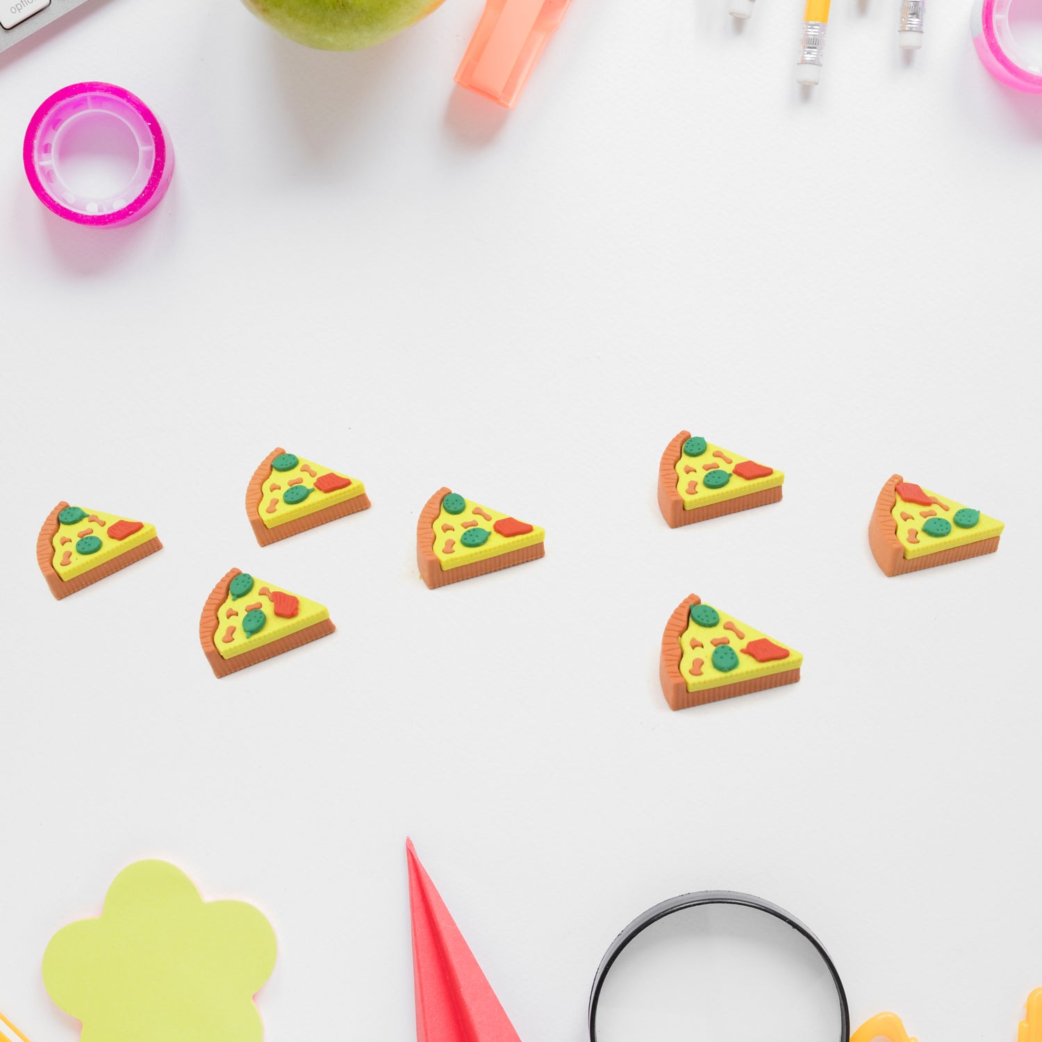 4347 3D Pizza Slices Kids Favourite Food Eraser, Pizza 7 slice eraser for kids Adults fast food lover Stationary Kit Fancy & Stylish Colorful Erasers, for Return Gift, Birthday Party, School Prize Eshaan Traders