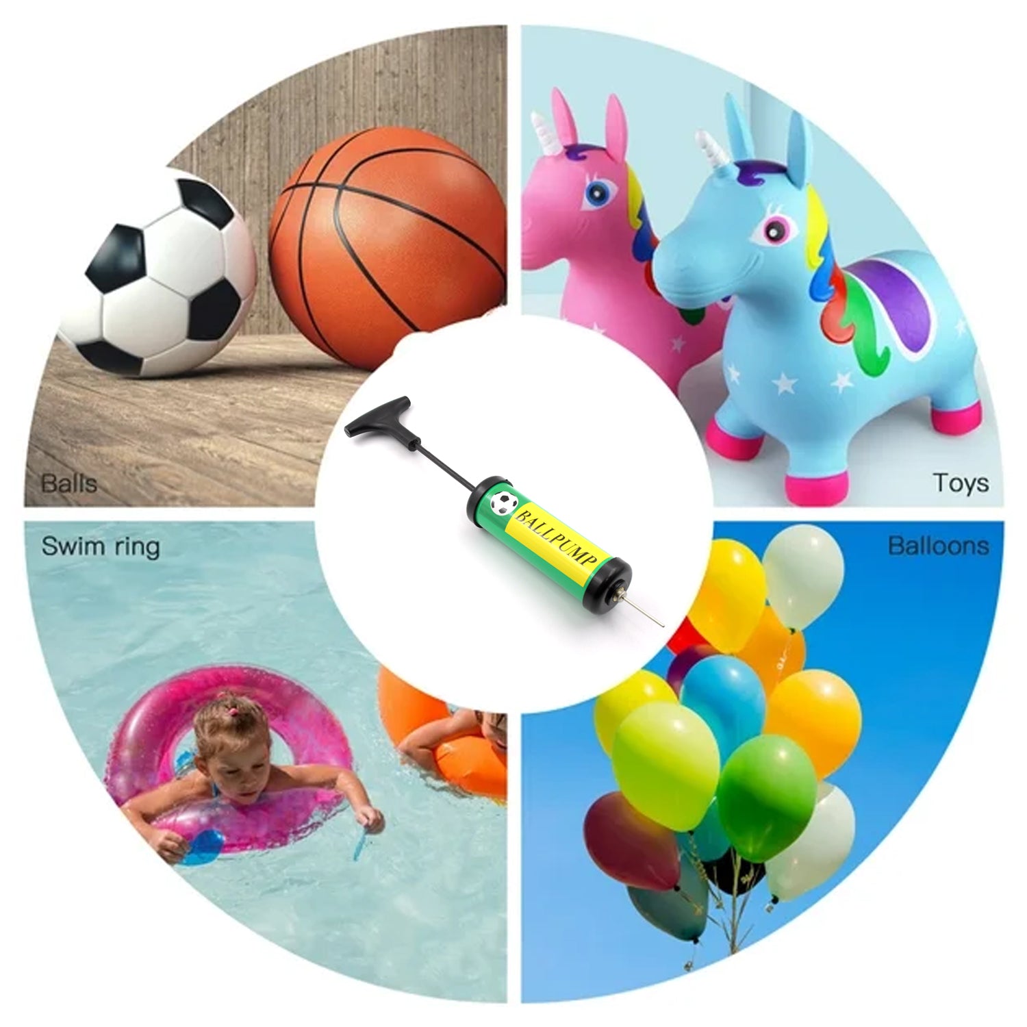 9333 Inflator Air Ball Pump Soft Bouncing Ball Development Kids Toy, Sports Plastic Pump for Soccer, Basketball, Football, Volleyball Ball (17 Cm) Eshaan Traders