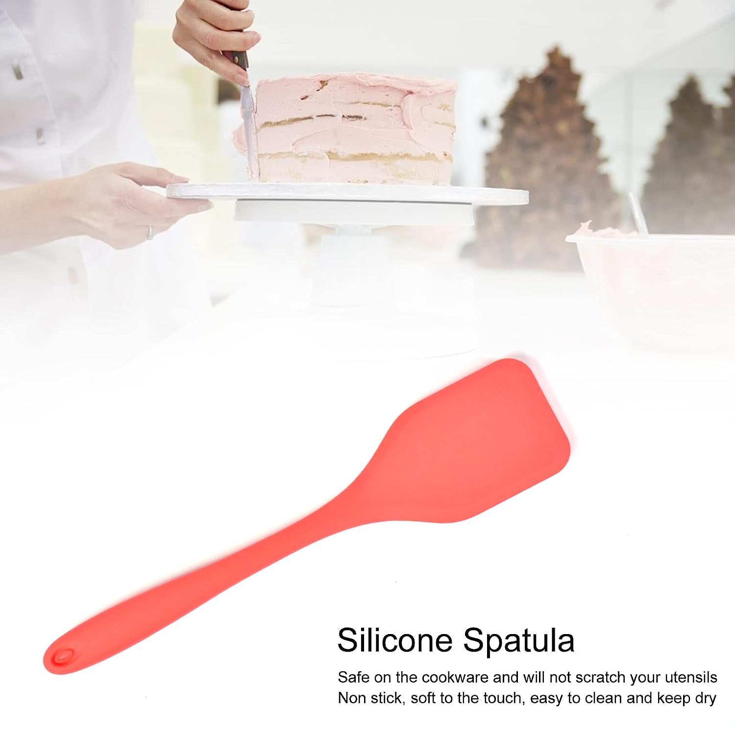 5430 Silicone Spoonula / Spatula Spoon, High Heat Resistant to 480°F, Hygienic One Piece Design, Large Non Stick Cooking Utensil (30cm) Eshaan Traders