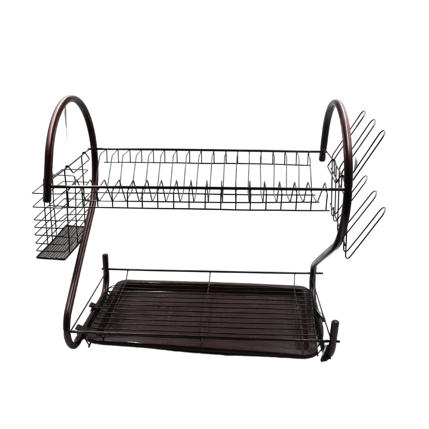 5950 2 Tier Dish Drying Rack Stainless Steel Large Dish Plate Rack Metal Strainer Dryer Racks Two Tier Dishes Drainer and Drain Tray with Utensil Eshaan Traders