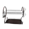 5950 2 Tier Dish Drying Rack Stainless Steel Large Dish Plate Rack Metal Strainer Dryer Racks Two Tier Dishes Drainer and Drain Tray with Utensil Eshaan Traders