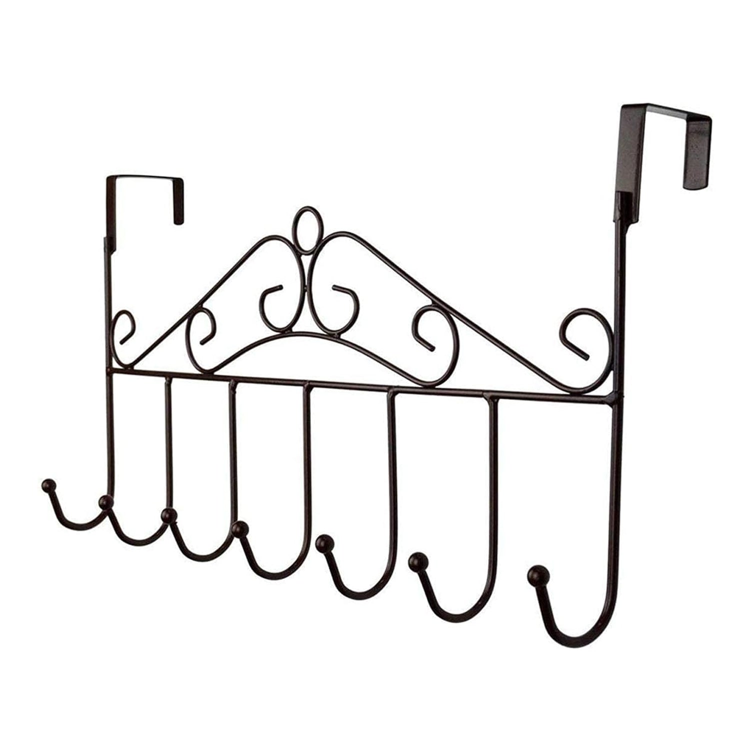 9383 Over The Door Hanger Rack 7 Hooks Decorative Ognazier Hook Rack Stylish Door Hanger Door Hook Hangers with 7 Hooks,Metal Hanging Rack for Home Office Use Eshaan Traders