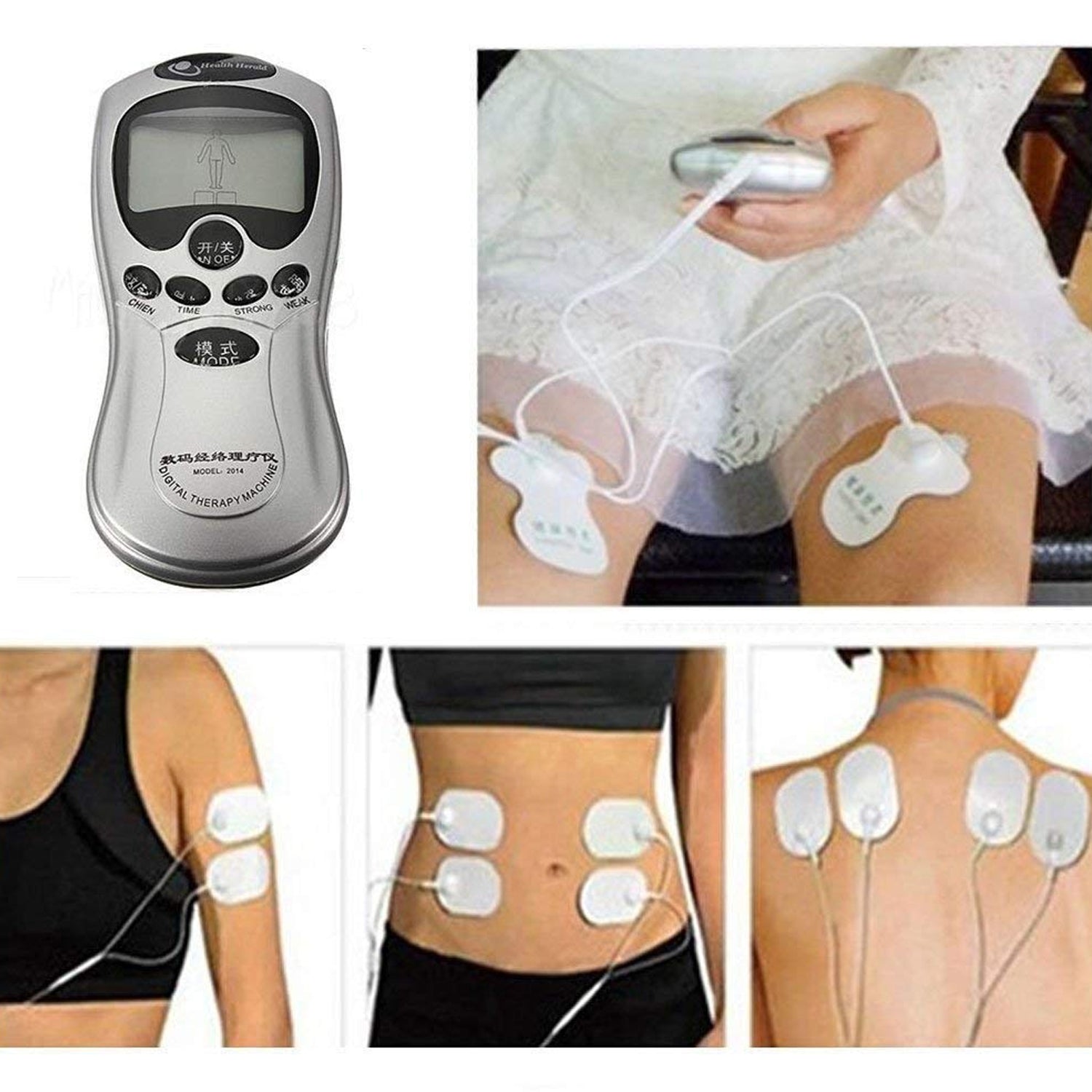 6723  Multifunctional Massager, Health Care Digital Chinese Meridian Tens Therapy Massager Relax Body Muscle Accupuncture Machine 4 Electrode Pads & Charger Adapter and Cable,  Physiotherapy, Electric Digital Therapy neck back Mane Massage Eshaan Traders