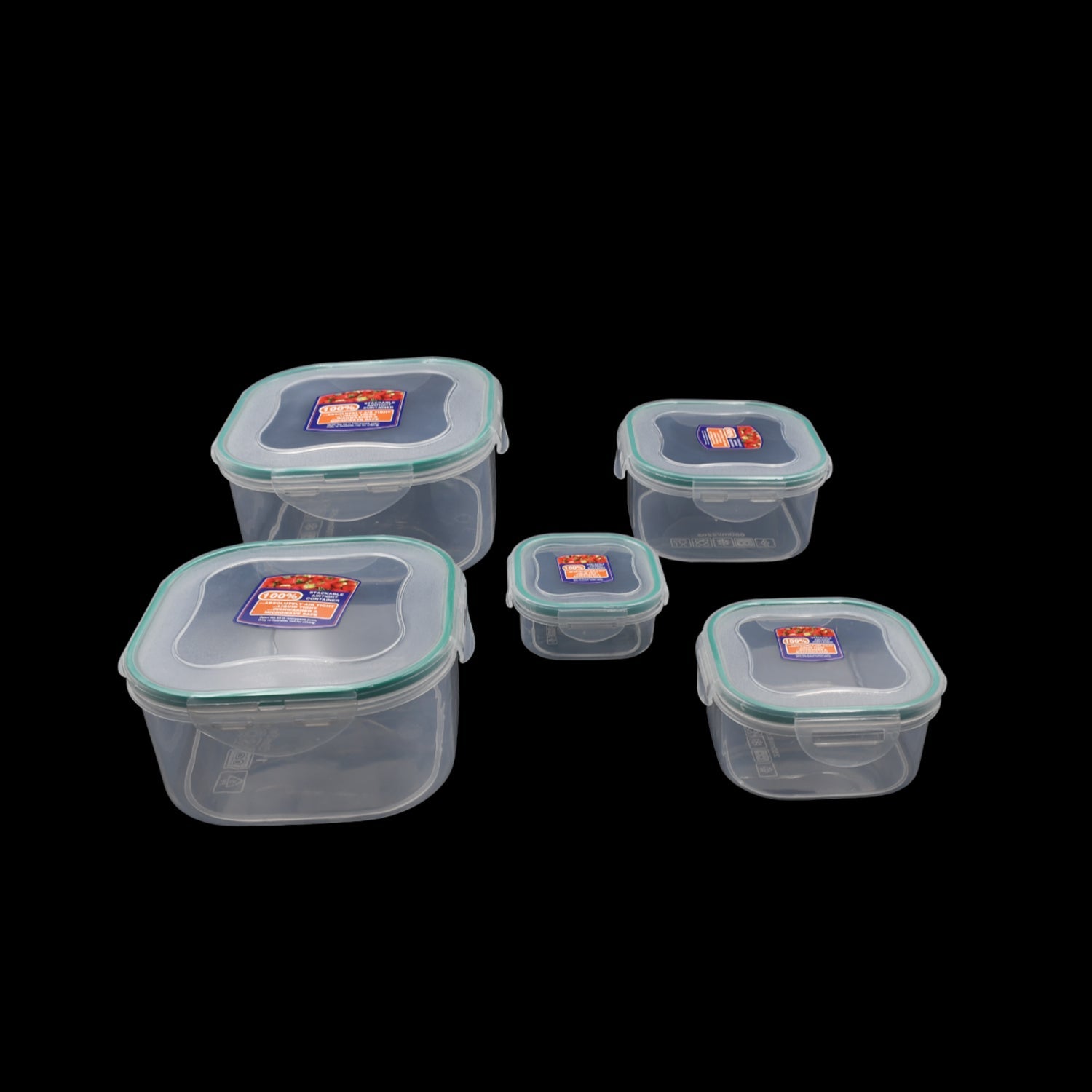 5498 Kitchen Containers Set, Fridge Storage Boxes, Plastic Containers for Kitchen Organizer, Kitchen Accessories Items for Storage Organizer, Snap-Seal (lunch box/storage organizer) (5 Ps Set) Eshaan Traders