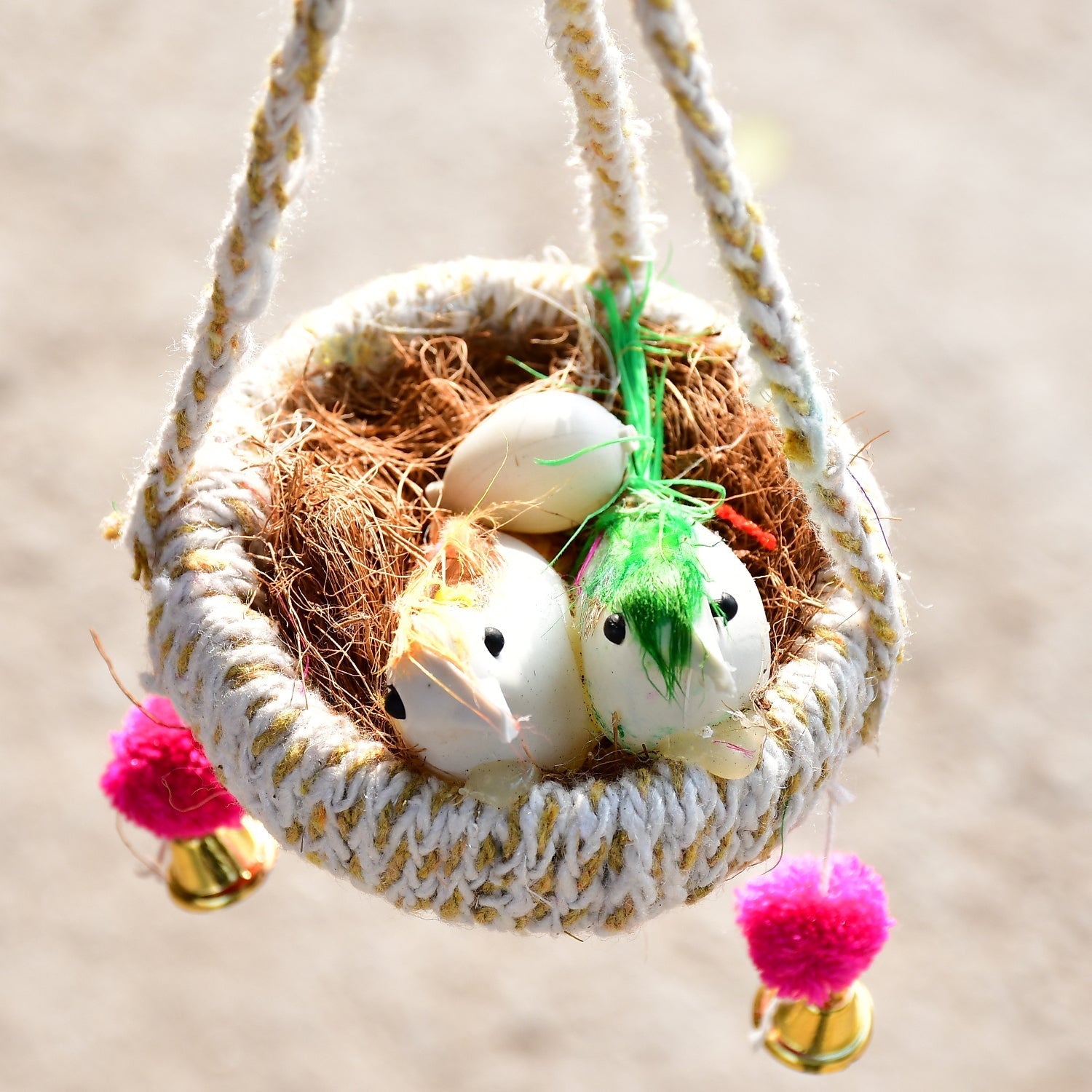 1731 Artificial Jute Hanging Birds Nest Jhumar Chidiyan Ka Ghosla DeoDap