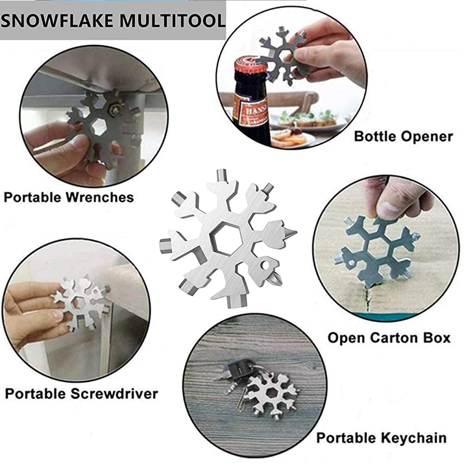 1787 Snowflake Multi-Tool Stainless Steel Snowflake Bottle Opener Eshaan Traders