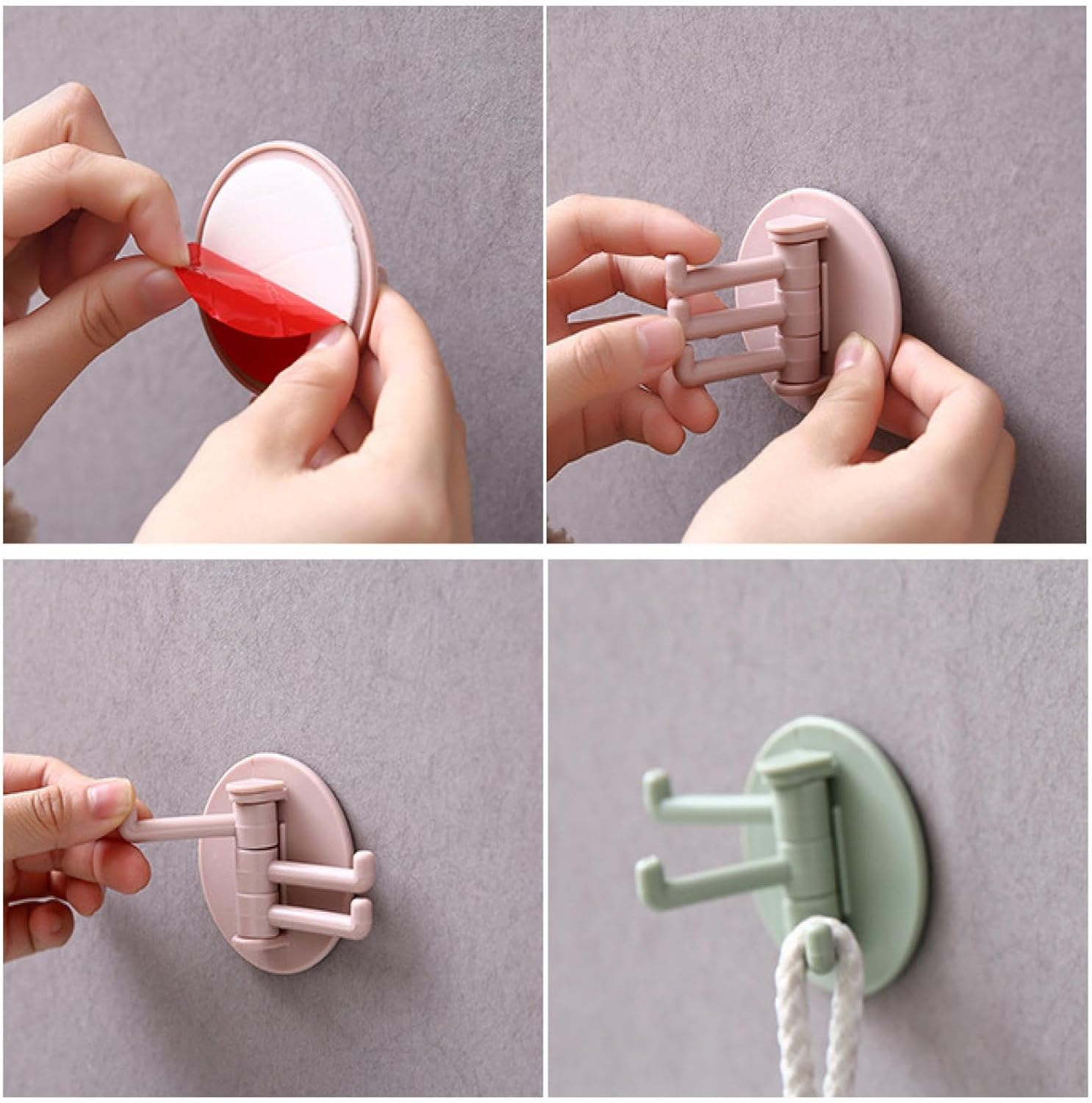 4142 Sticky Hook Household Strong Punch-Free Hook, 180°Foldable Multi-Function Rotatable Hook with 3 Hooks, Suitable for Bathroom, Kitchen, Office (1 Pc) Eshaan Traders