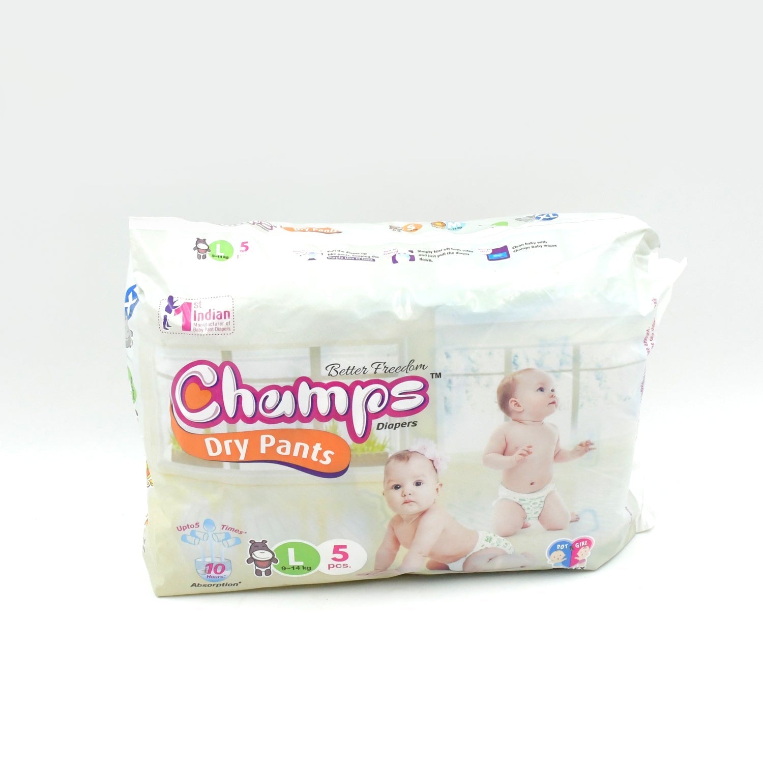 0967 Baby Diaper High Absorbent Pant Diapers,  Champs Soft and Dry Baby Diaper Pants S 5 Pcs (Large , L5 Pieces) Eshaan Traders