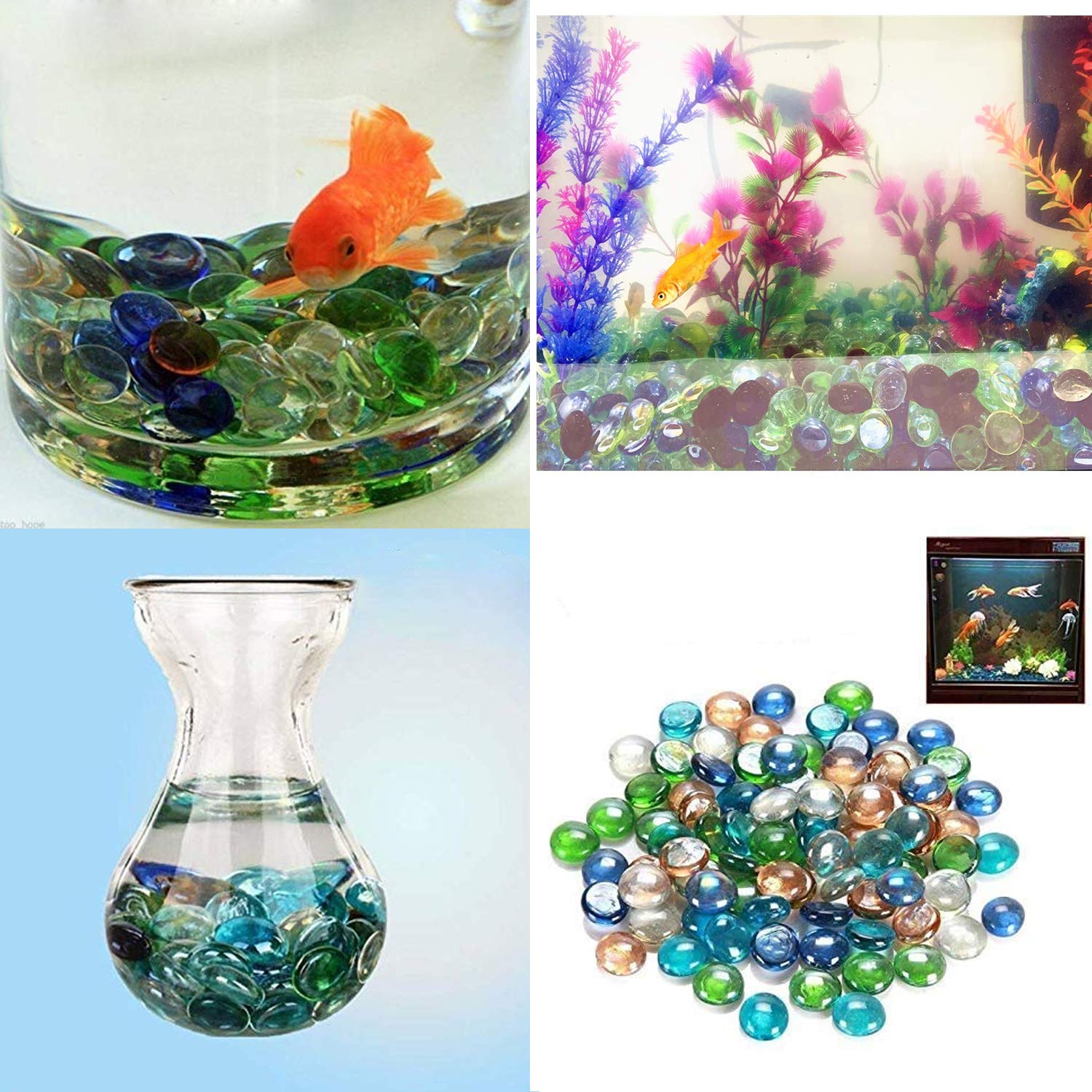 4980 Glass Gem Stone, Flat Round Marbles Pebbles for Vase Fillers, Attractive pebbles for Aquarium Fish Tank. DeoDap