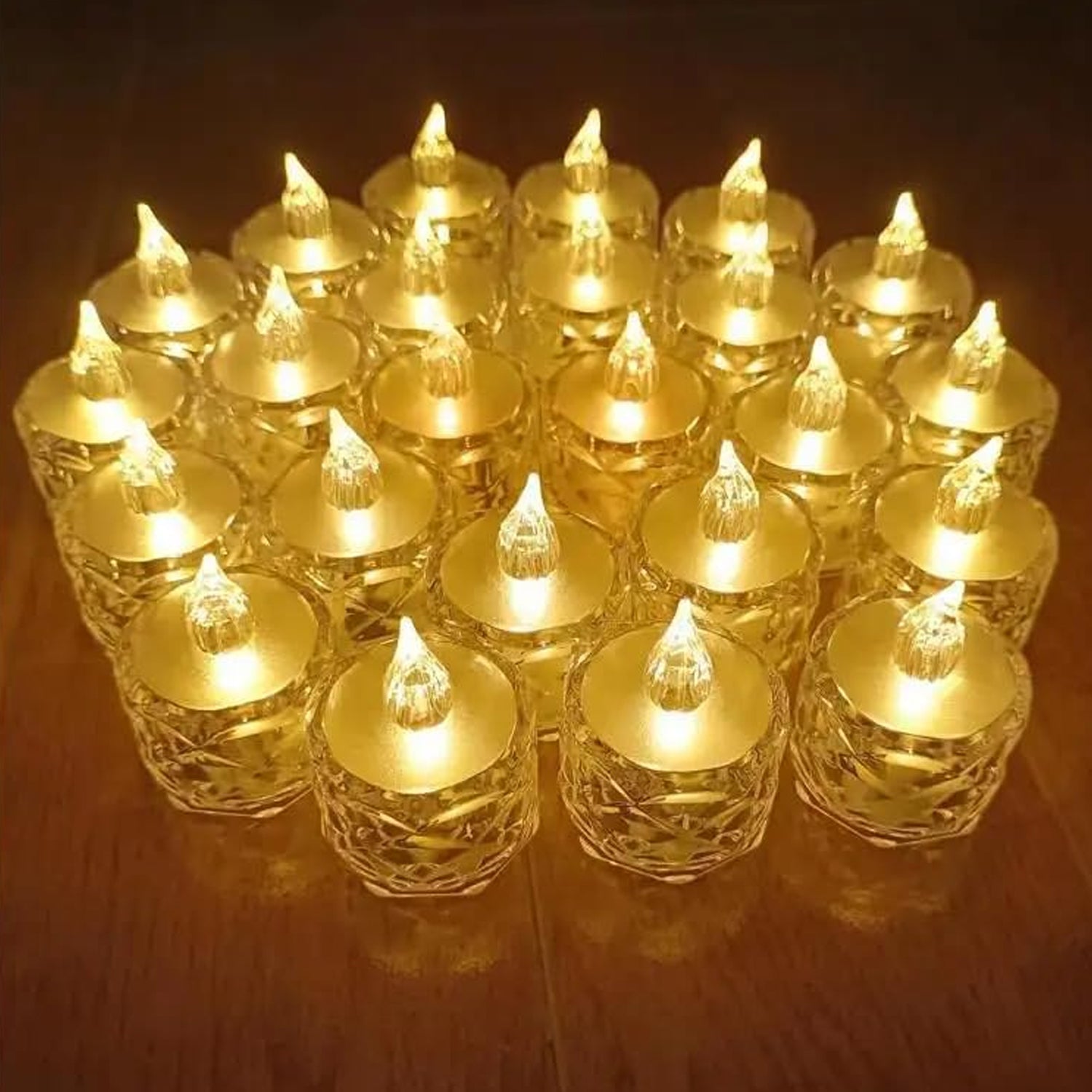 12 Pcs Flameless and Smokeless Decorative Acrylic Candles Transparent Led Tea Light Candle for Gifting, House, Diwali, Christmas, Festival, Events Decor Candles Eshaan Traders