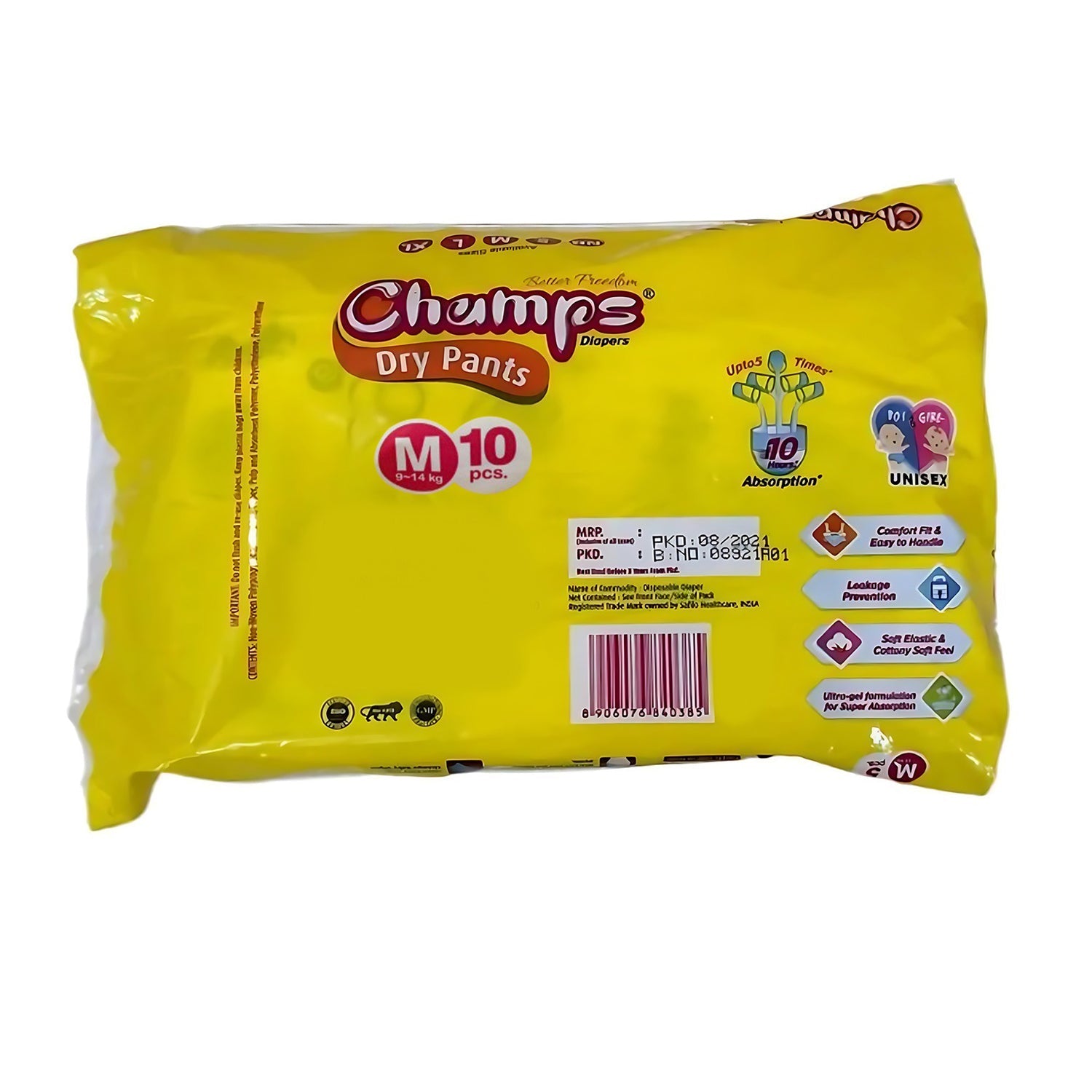 0966 Medium Champs Dry Pants Style Diaper- Medium (10 pcs) Best for Travel  Absorption, Champs Baby Diapers, Champs Soft and Dry Baby Diaper Pants (M, 10 Pcs ) Eshaan Traders