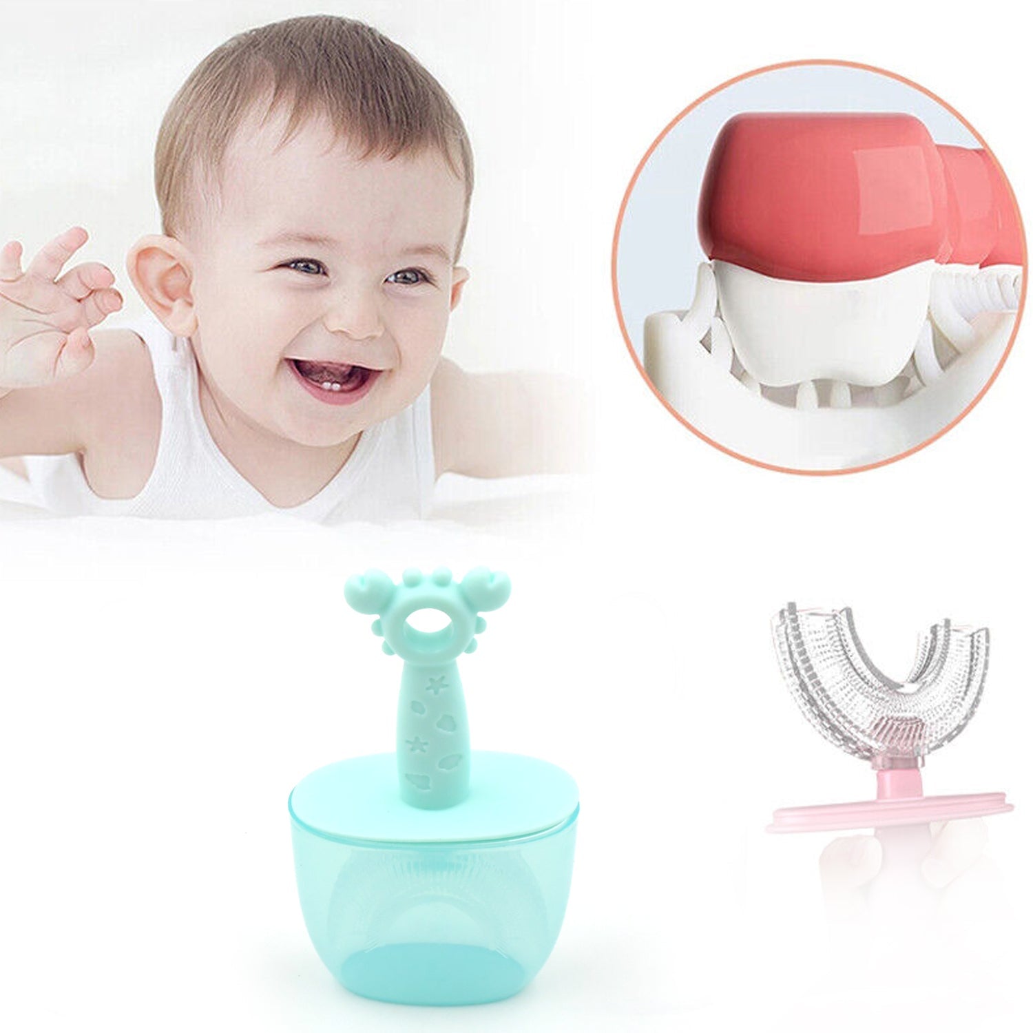 8352 Kids U Shaped Toothbrush Children Baby Silicone Kids Toothbrush U Shaped Silicone Brush Head for 360 Degree Cleaning Suitable For 2-6 Years Eshaan Traders