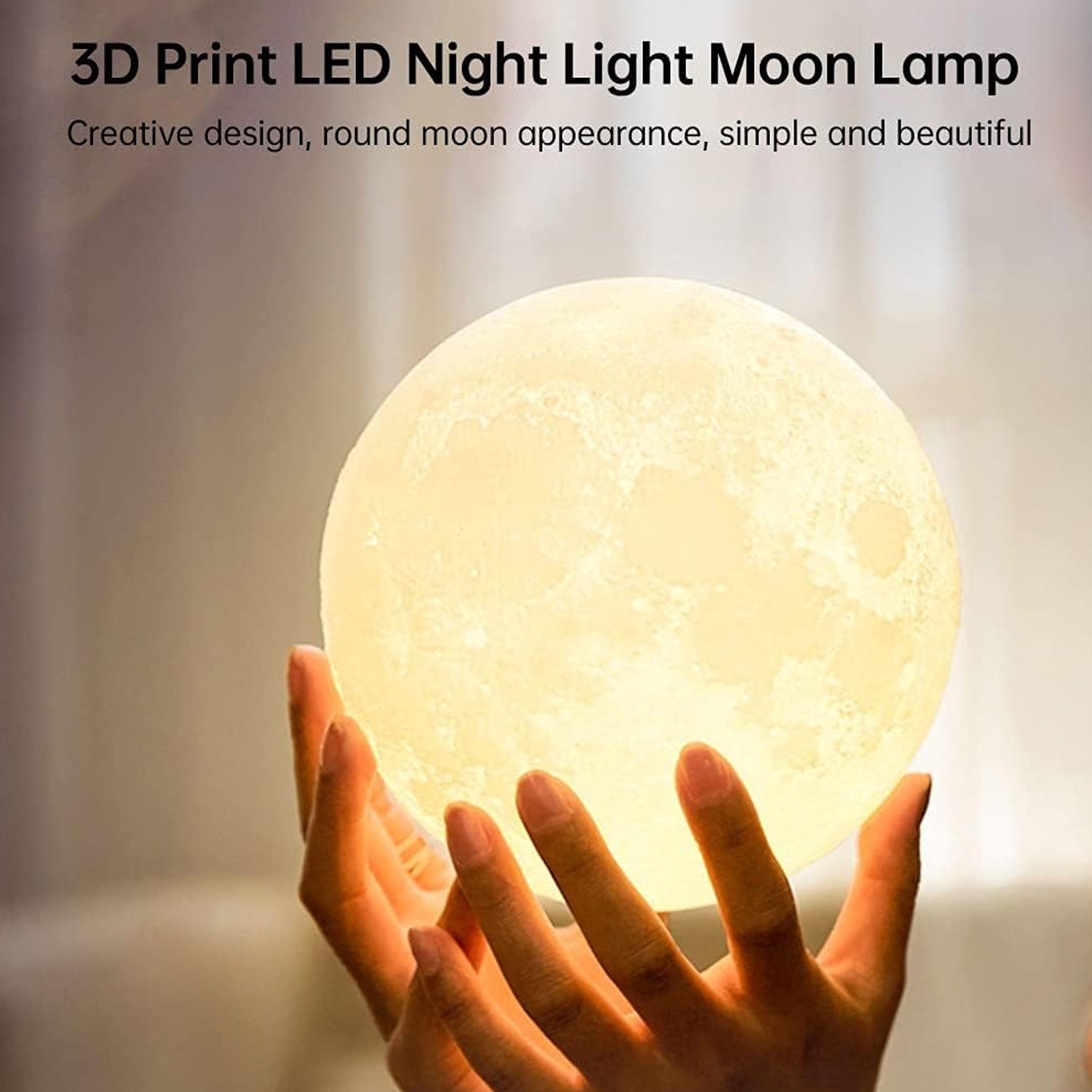 6263A Moon Lamp3D Printing LED Night Light Moon Light with Stand, Warm & Cool, USB Rechargeable for Kid Lover Birthday Day Gift Eshaan Traders