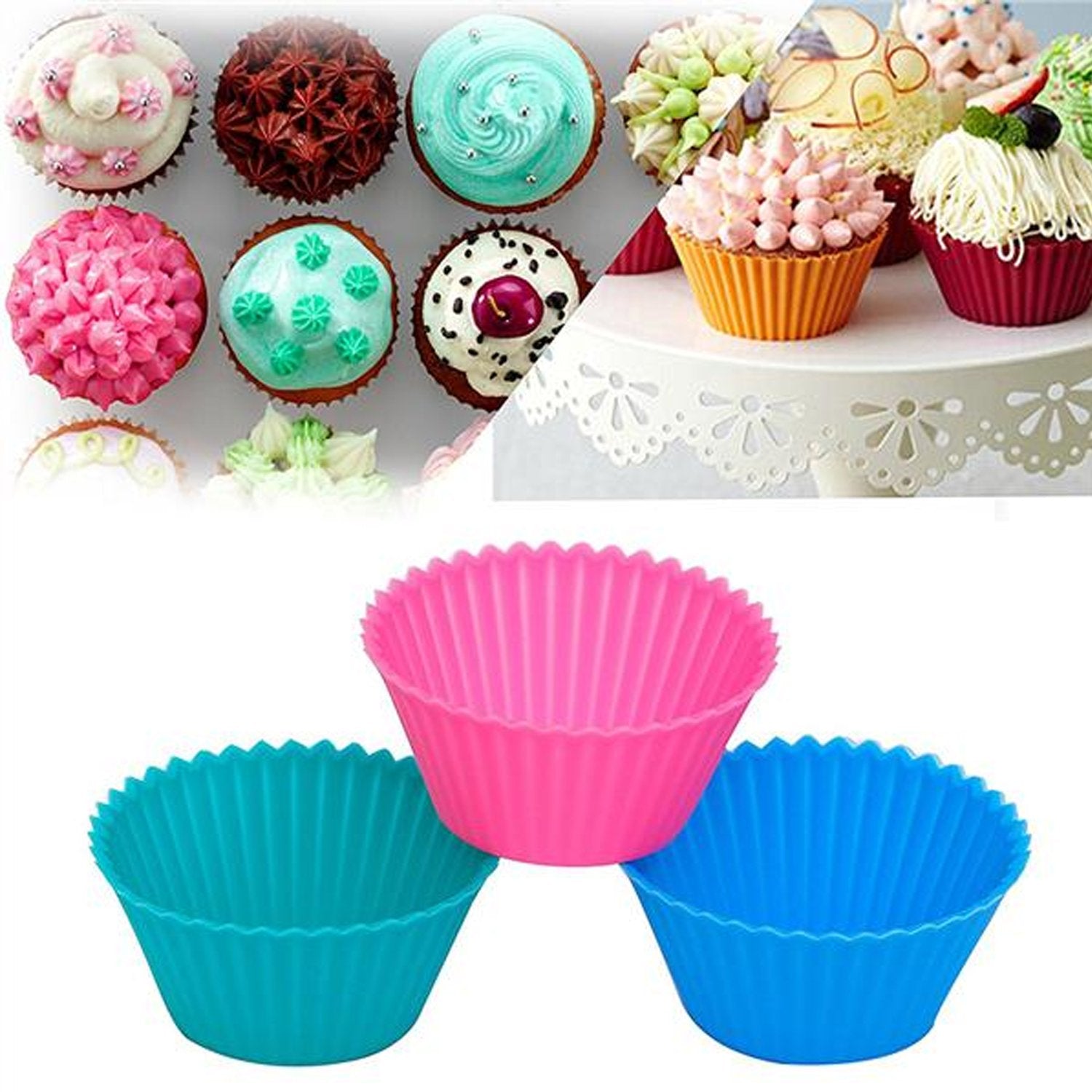 0700 Silicone cupcake Shaped Baking Mold Fondant Cake Tool Chocolate Candy Cookies Pastry Soap Moulds (6 pc) Eshaan Traders