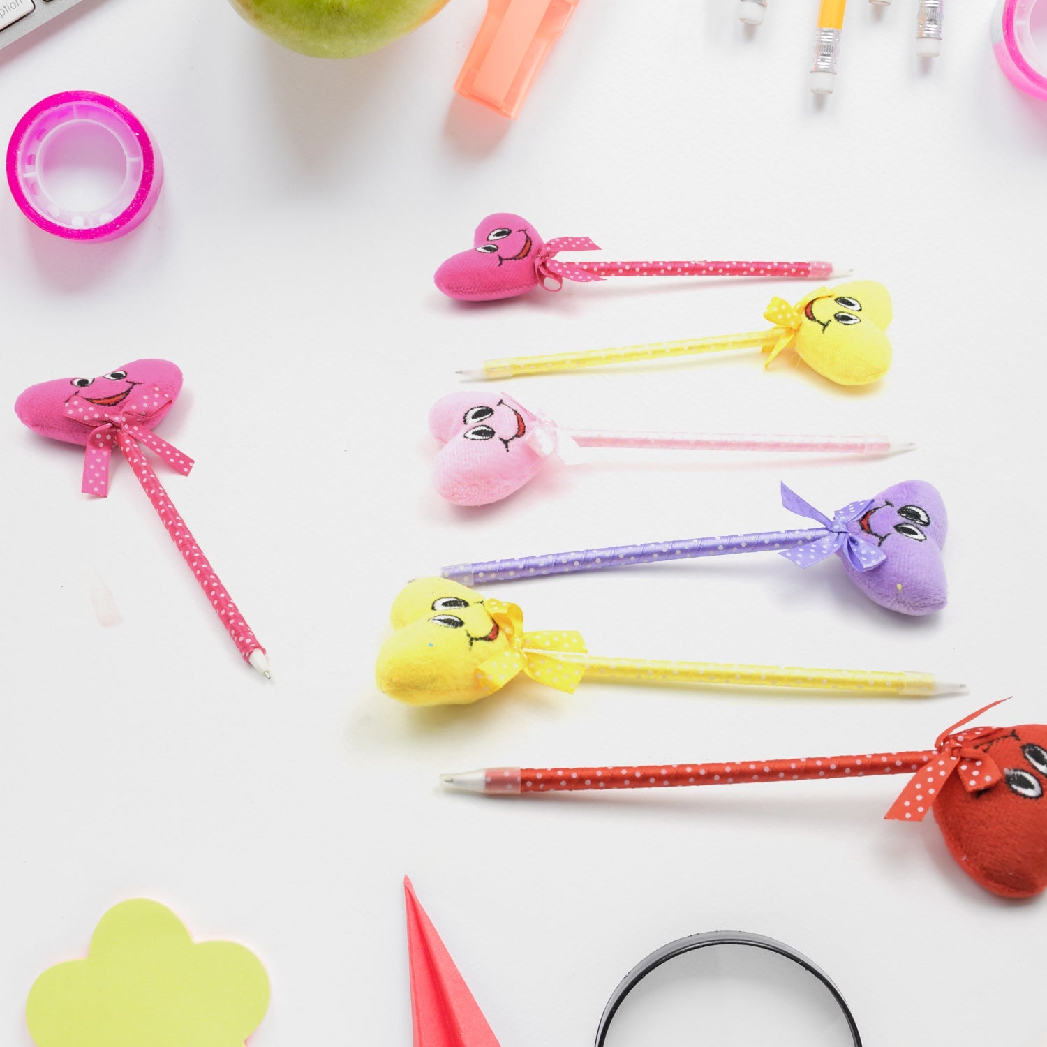 4292 Cute Cartoon Shape & Heart Design Facy Writting Pen Attached Rattle | Ball Pen Smooth Writing For Wedding , Events & Multiuse Pen  Best Pen l Use for Kids (12 Pcs Set Mix Design & Color) Eshaan Traders