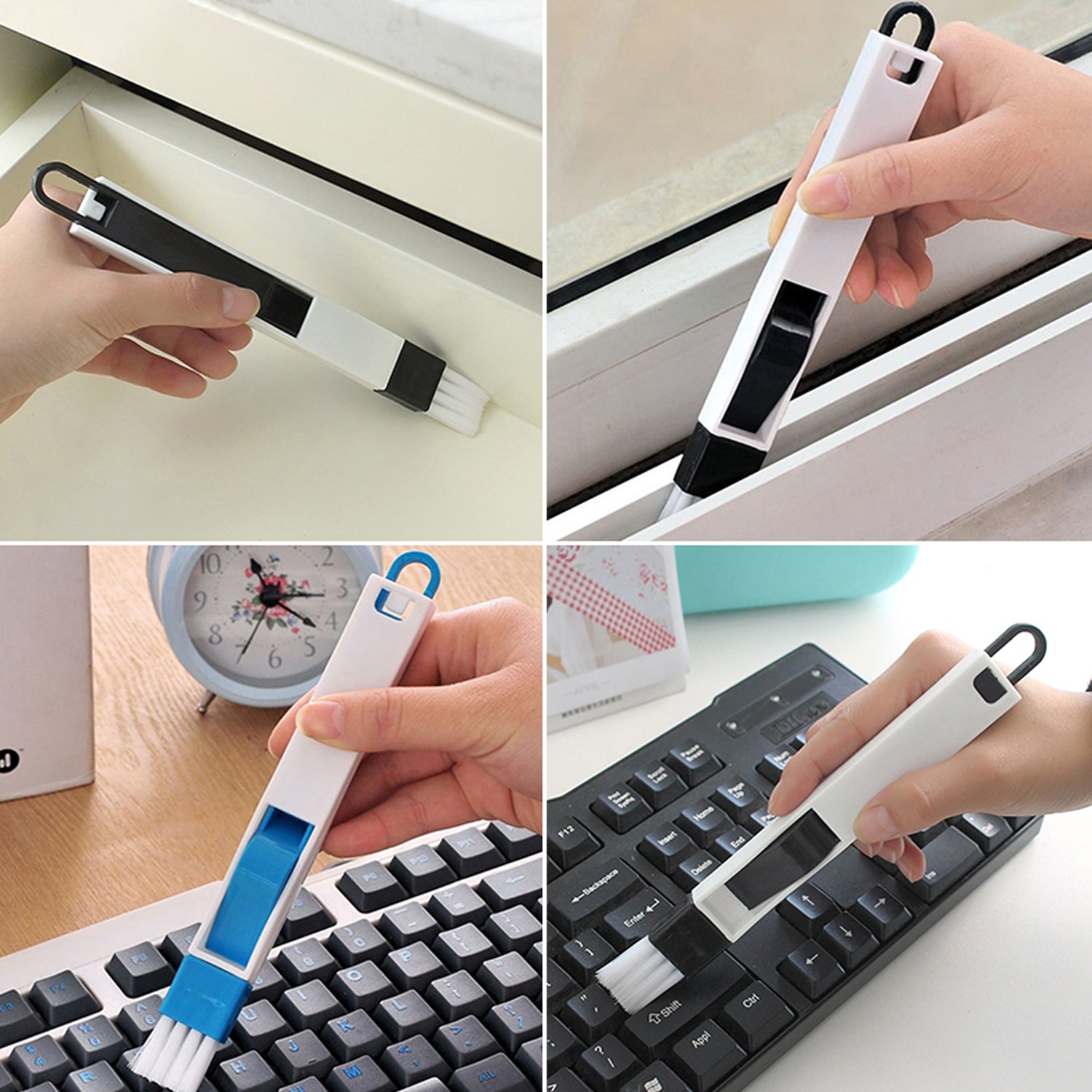 0850 2 in 1 Multi-Function Plastic Window Slot Keyboard Wardrobe Dust Removal Cleaning Brush Eshaan Traders