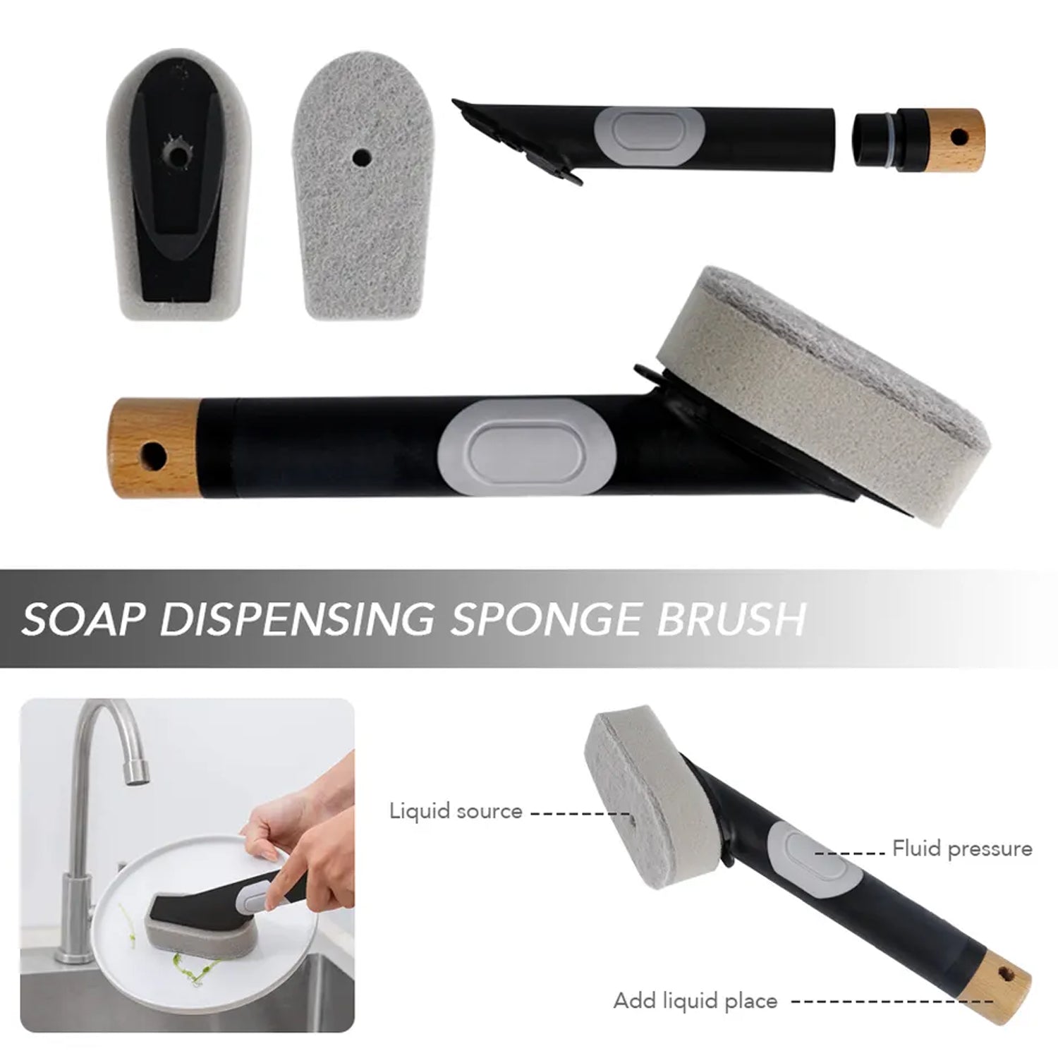 5939 Cleaning Brushes Set, Scrub Brush Bathroom Brush, Long Handle Liquid Dispenser Pot Washing Brush Eshaan Traders