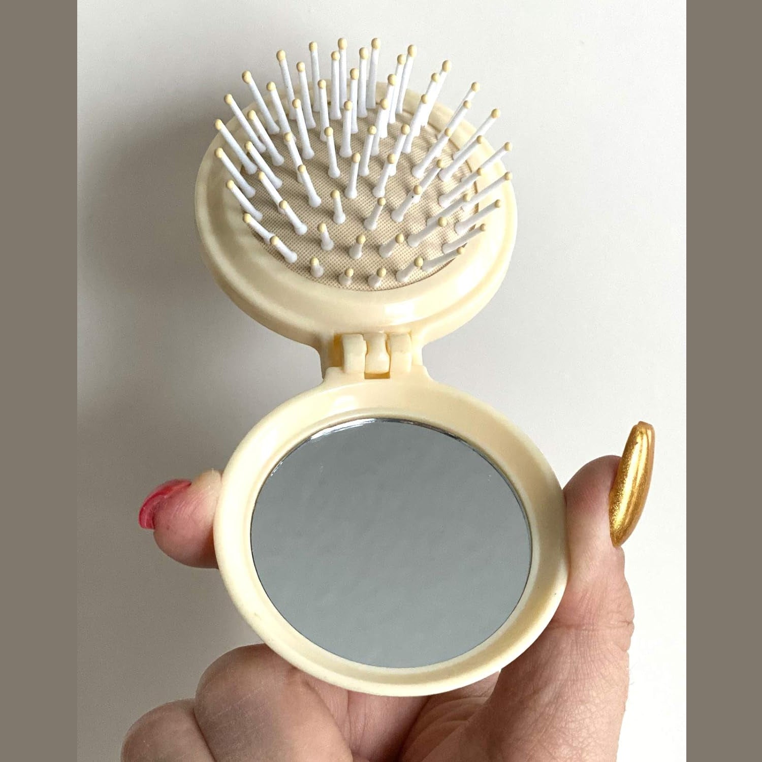 8412  Foldable Travel Mirror Hair Brushes, 1pc Round Portable Folding Pocket Hair Brush, Mini Hair Comb Compact Travel Size, Hair Massage Comb, For Men Women And Girls Eshaan Traders