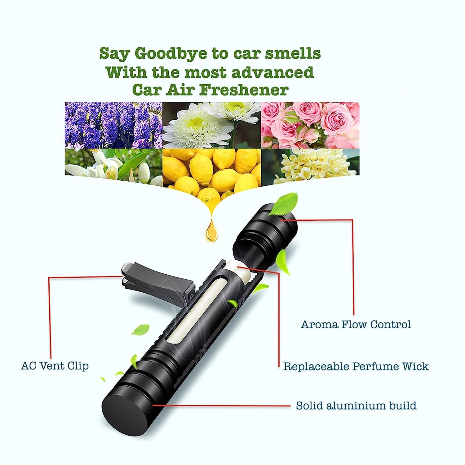 6591 Car Air Perfume For AC Vent - New Long Lasting And Sweet Fragrances with Rotating Flow Control - Magnetic, Ocean, Lavender, Cologne, Lemon - Interior Accessories For Car Eshaan Traders