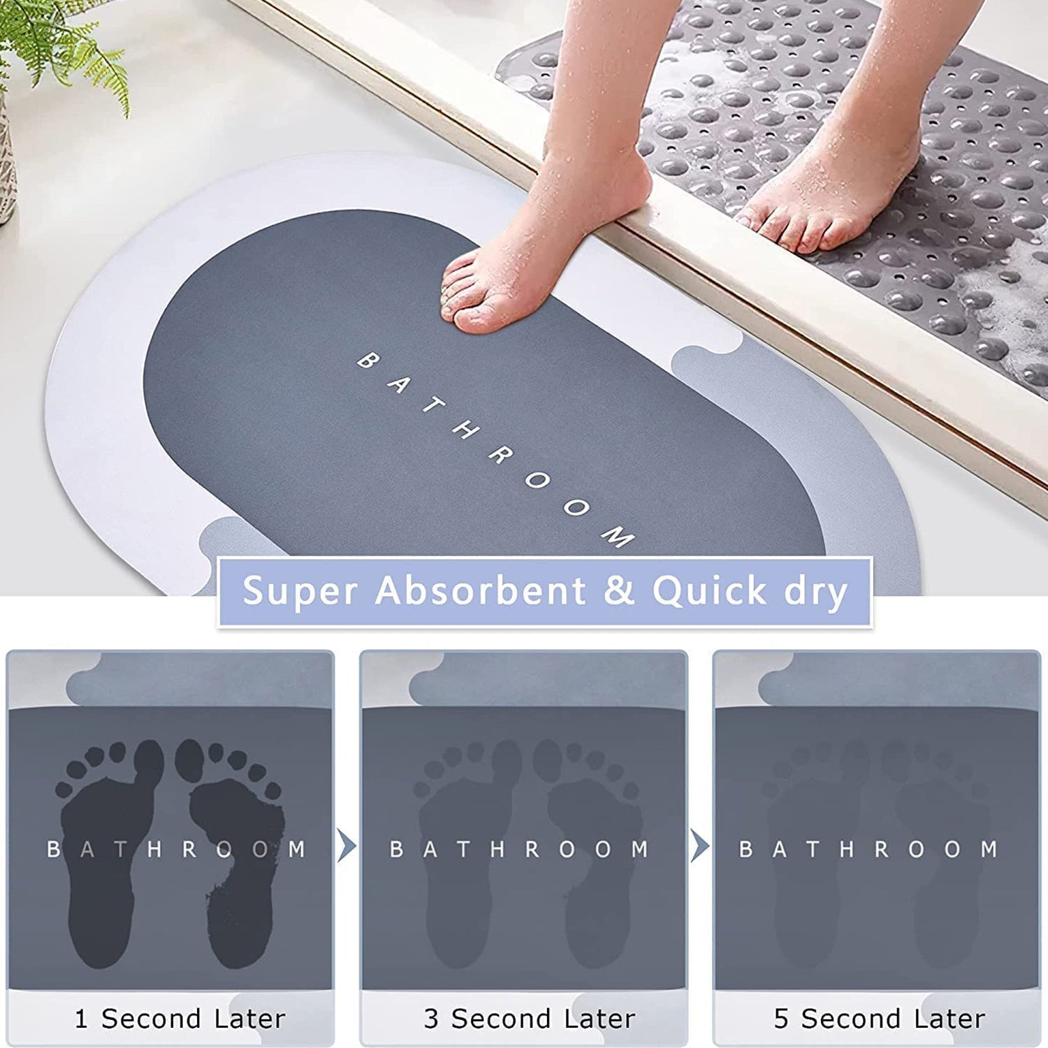 4988A SUPER ABSORBENT FLOOR MAT, BATH MAT, SOFT CARPET, SLIP-RESISTANT BATHING ROOM RUG FLOOR DOOR MAT, INSTANT DRYING MAT, BATHROOM RUG, ABSORBENT BATH MAT Eshaan Traders