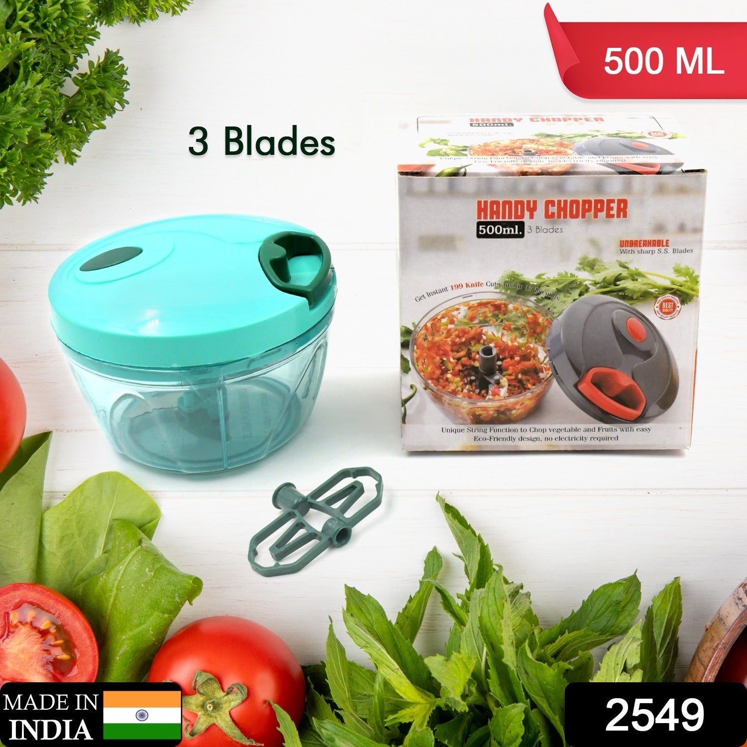 2549 manual food chopper compact powerful hand held vegetable chopper blender Eshaan Traders