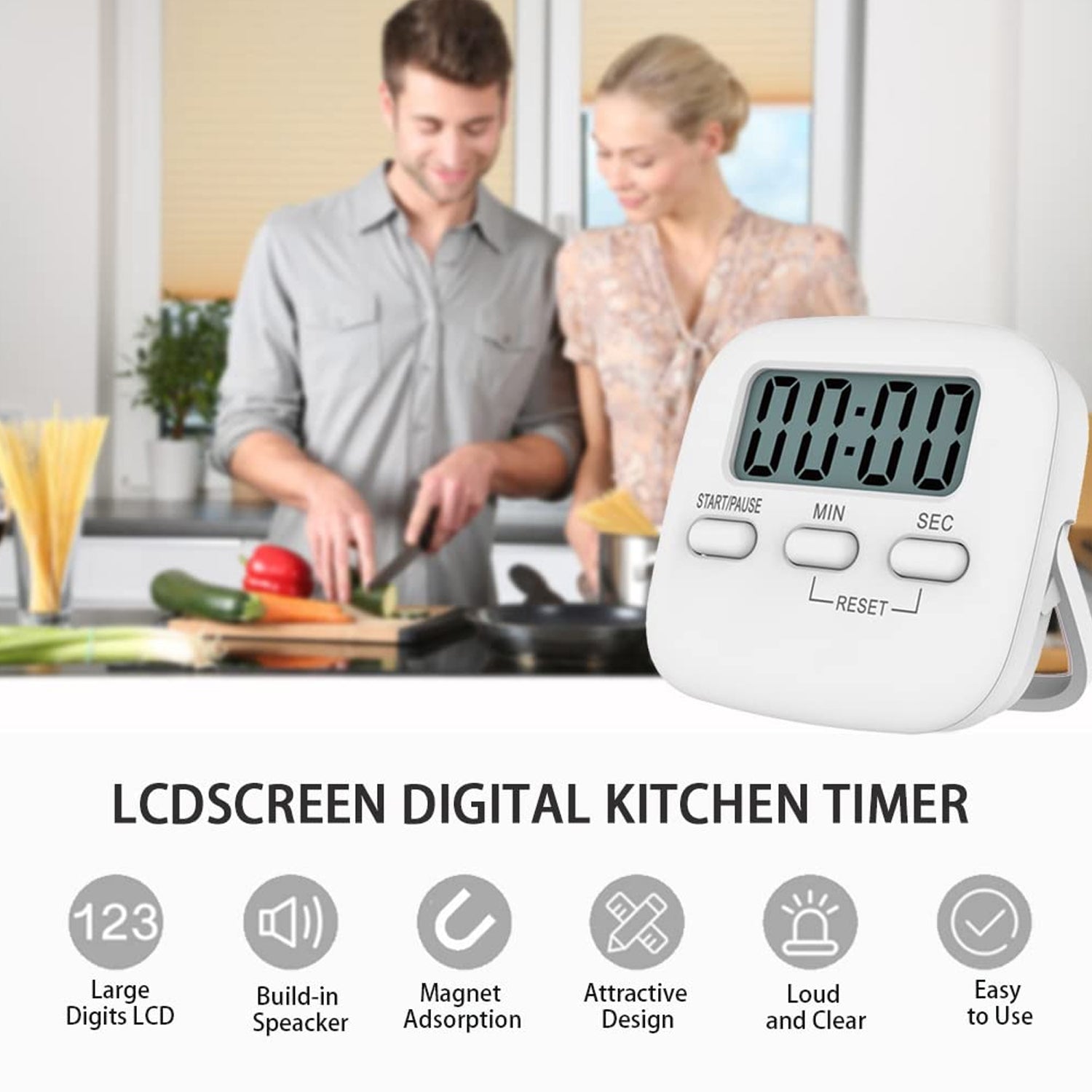 1523 Digital Kitchen Timer with Alarm | Stop Watch Timer for Kitchen | Kitchen Timer with Magnetic Stand |Timer Clock for Study Eshaan Traders