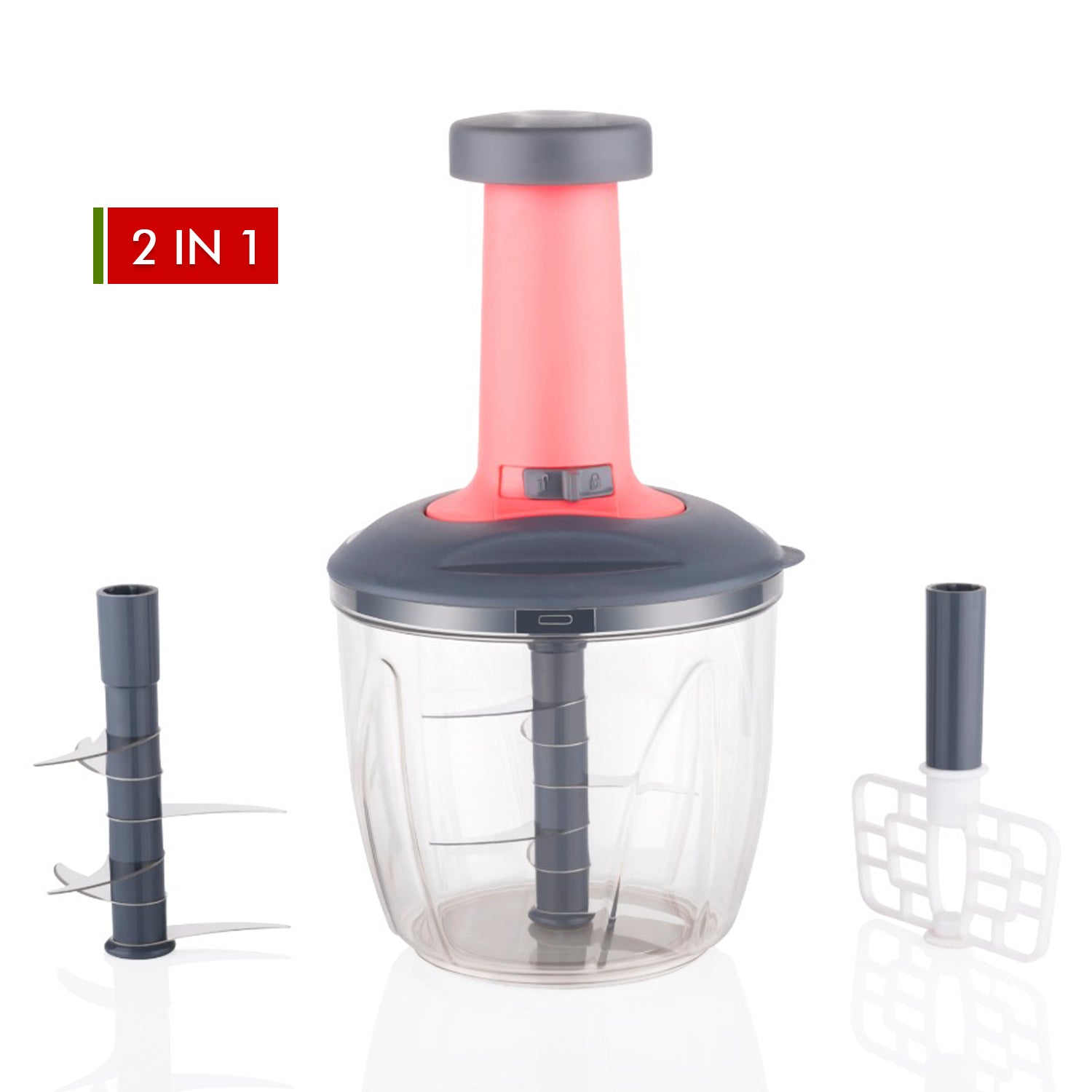 5368 1100 ml 2 in 1 Push up Chopper with Blender affixed with 6 Sharp Blade | Vegetable and Fruit Cutter with Easy Push and chop Button Eshaan Traders