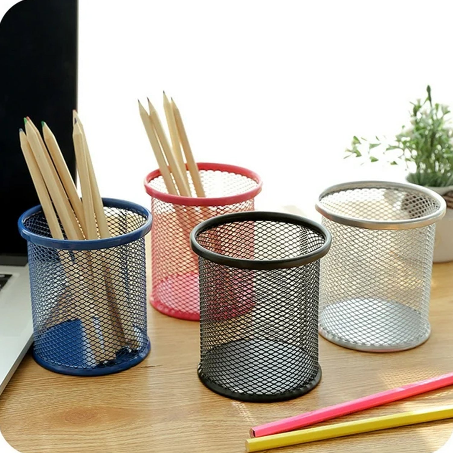 7991 Pen holder Pen Holder Office Desk Metal Mesh Pen Stand Pencil Stationery Holder Desk Organizer Stand Storage Pencil Case (1 Pc) Eshaan Traders