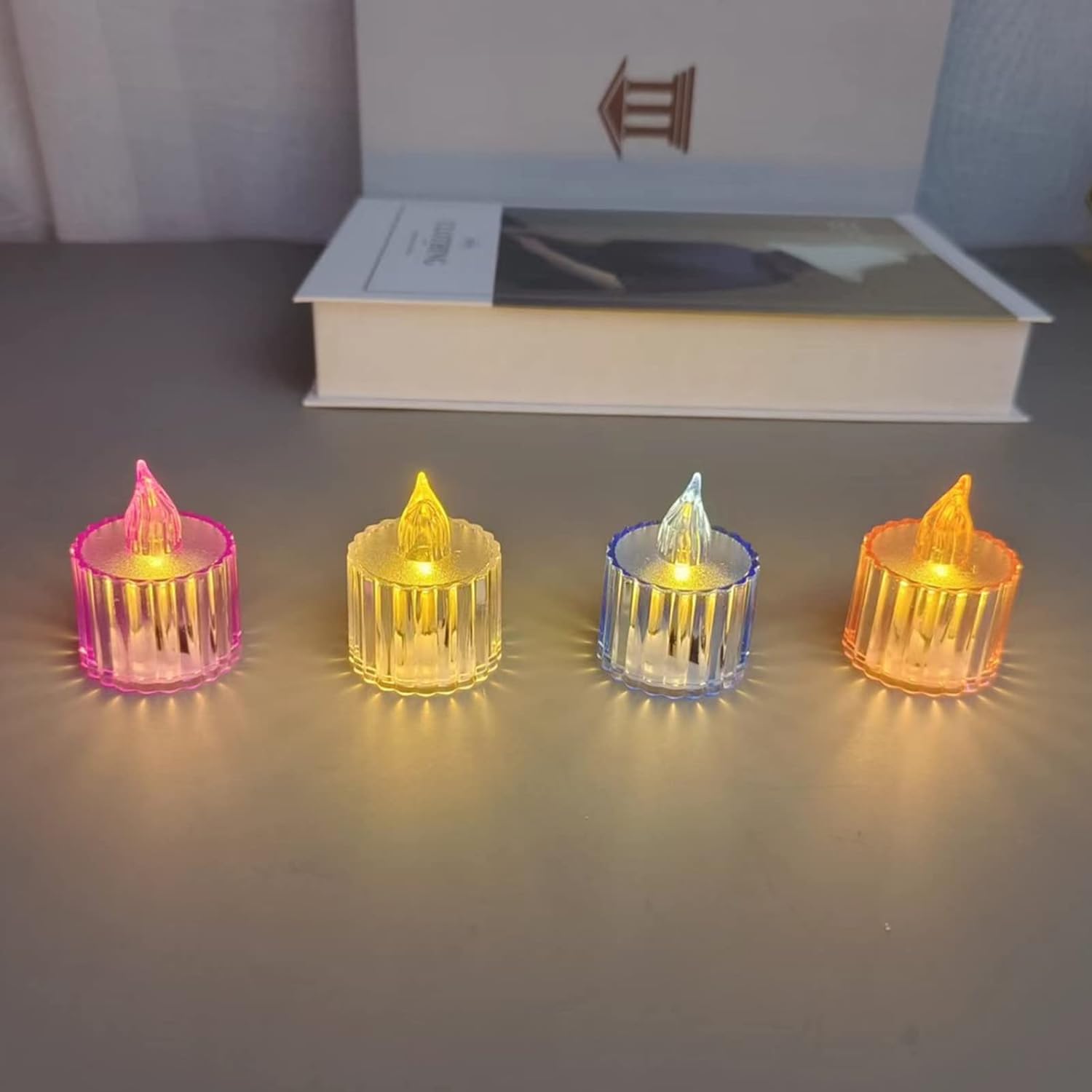 12 Pcs Flameless and Smokeless Decorative Acrylic Candles Transparent Led Tea Light Candle for Gifting, House, Diwali, Christmas, Festival, Events Decor Candles Eshaan Traders