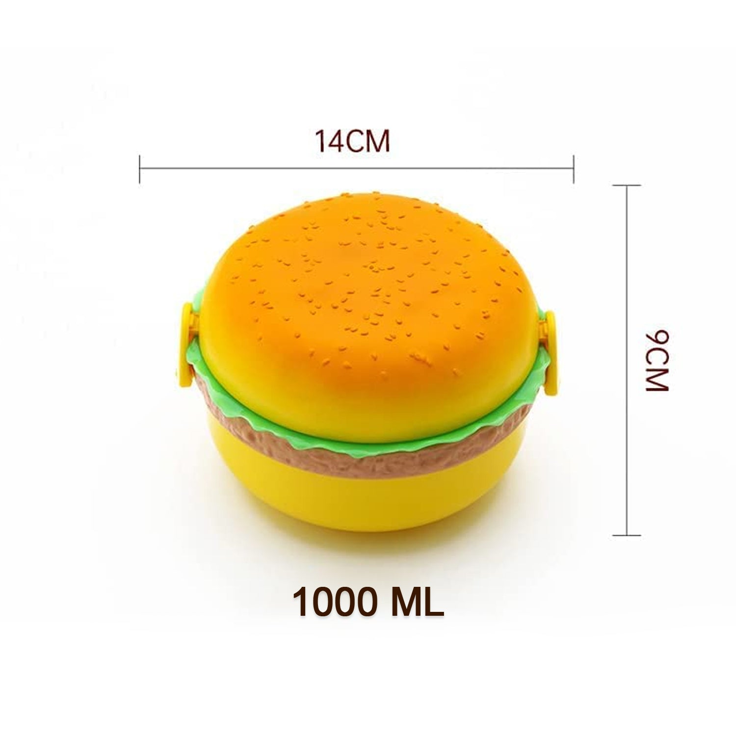 5313 Burger Shape Lunch Box Plastic Lunch Box Food Container Sets Double Layer Lunchbox 1000ml With 2 Spoon Applicable to Kids and Elementary School Students Eshaan Traders