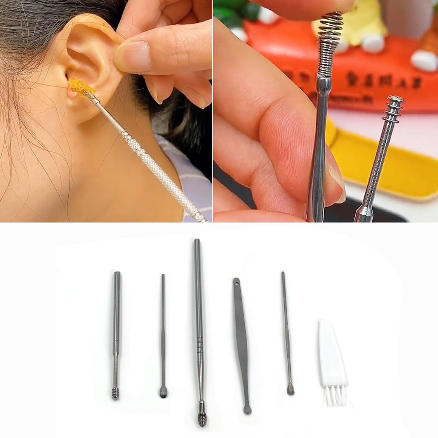 6314 6Pcs Earwax Removal Kit | Ear Cleansing Tool Set | Ear Curette Ear Wax Remover Tool Eshaan Traders