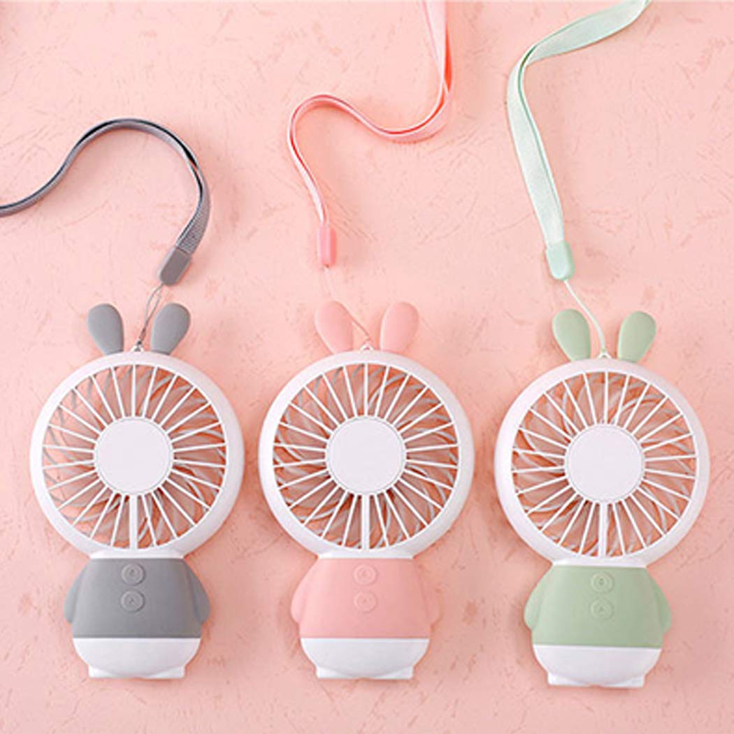 7633 Mini Portable Fan USB Rechargeable Handheld Rabbit Style Color Changing LED Light Pocket Desk Light Fan DeoDap