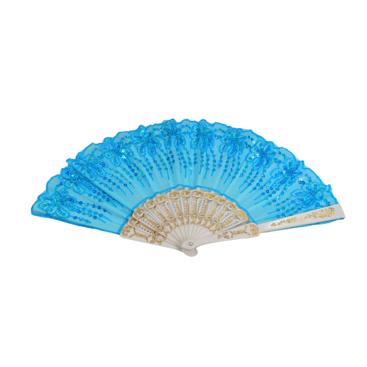 4930 Hand Folding Fan, Chinese Vintage Style Handheld Fan with Fabric Sleeve DeoDap