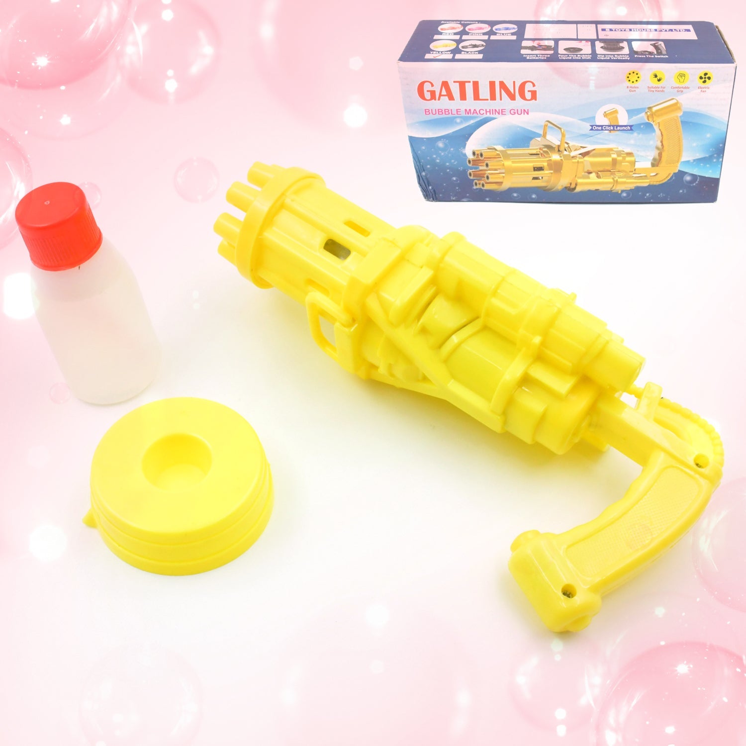 8028A Gatling Bubble Gun and launcher Used for making and producing bubbles, especially for kids (1 Pc Mix Color With Color Box) Eshaan Traders