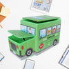 4300 Foldable Bus Shape Toy Box Storage with Lid for Storage of Toys Basket Useful as Toy Organizer mountable Racks Surface Multipurpose Basket for Kids Wardrobe Cabinet Wood with Cloth Cover For Home Decor Books, Game, Baby Cloth (Mix Color & Design ) Eshaan Traders