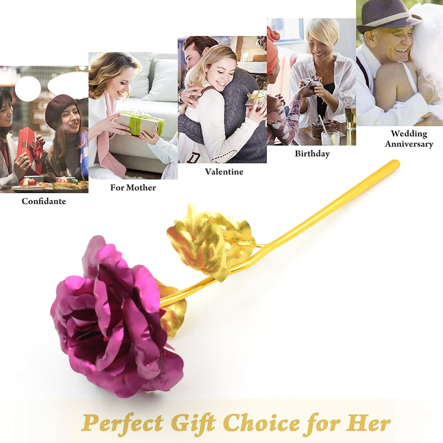 0898 Gold Rose Artificial Rose Flower With Gift Box, Plastic Flowers Best Gifts for Friend Girl Wife Women, Golden Rose Gift for Valentine's Day, Mother's Day, Anniversary, Birthday, Wedding, Gold (1 Pc) Eshaan Traders