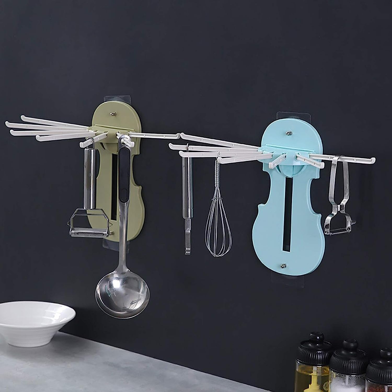 7728 Plastic 7-in-1 Multifunction Retractable Wall-Mounted Pull-Out Hanger Rack Without Punching Hooks Up for Kitchen Bathroom Eshaan Traders