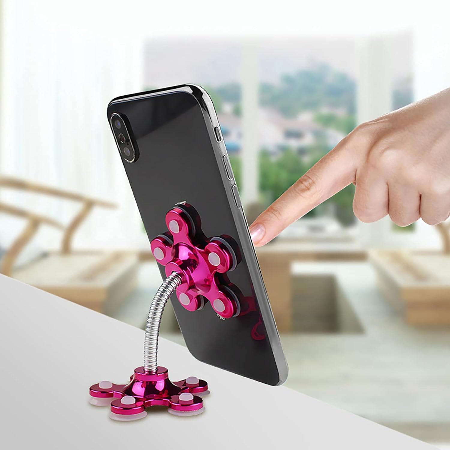 0662 Phone Holder, 360°Rotatable Phone Stand Multi-Function Double-Sided Suction Cup Mobile Phone Holder  vip stand( MOQ :- 6 Pc ) Eshaan Traders