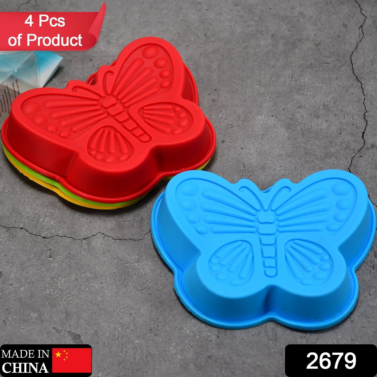 2679 Butterfly Shape Cake Cup Liners I Silicone Baking Cups I Muffin Cupcake Cases I Microwave or Oven Tray Safe I Molds for Handmade Soap, Biscuit, Chocolate, Muffins, Jelly – Pack of 4 Eshaan Traders